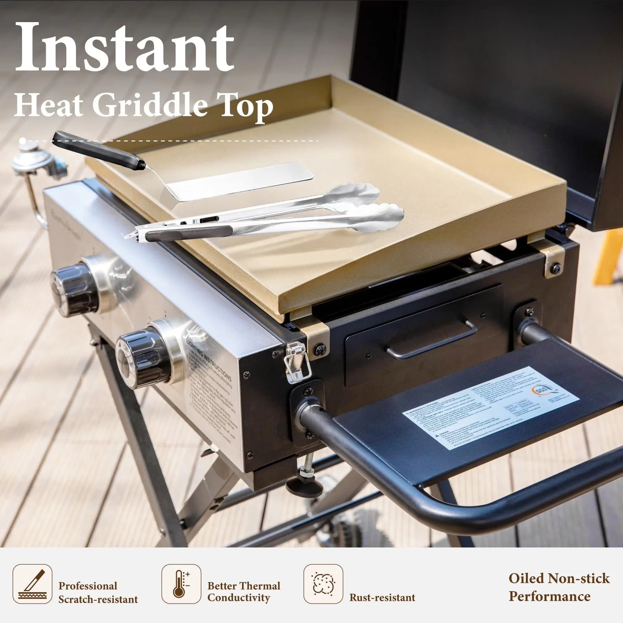 Classic Flat Top Grill with Locking Lid, Grease Pan - Stainless Steel Stainless Steel Model C35EF4