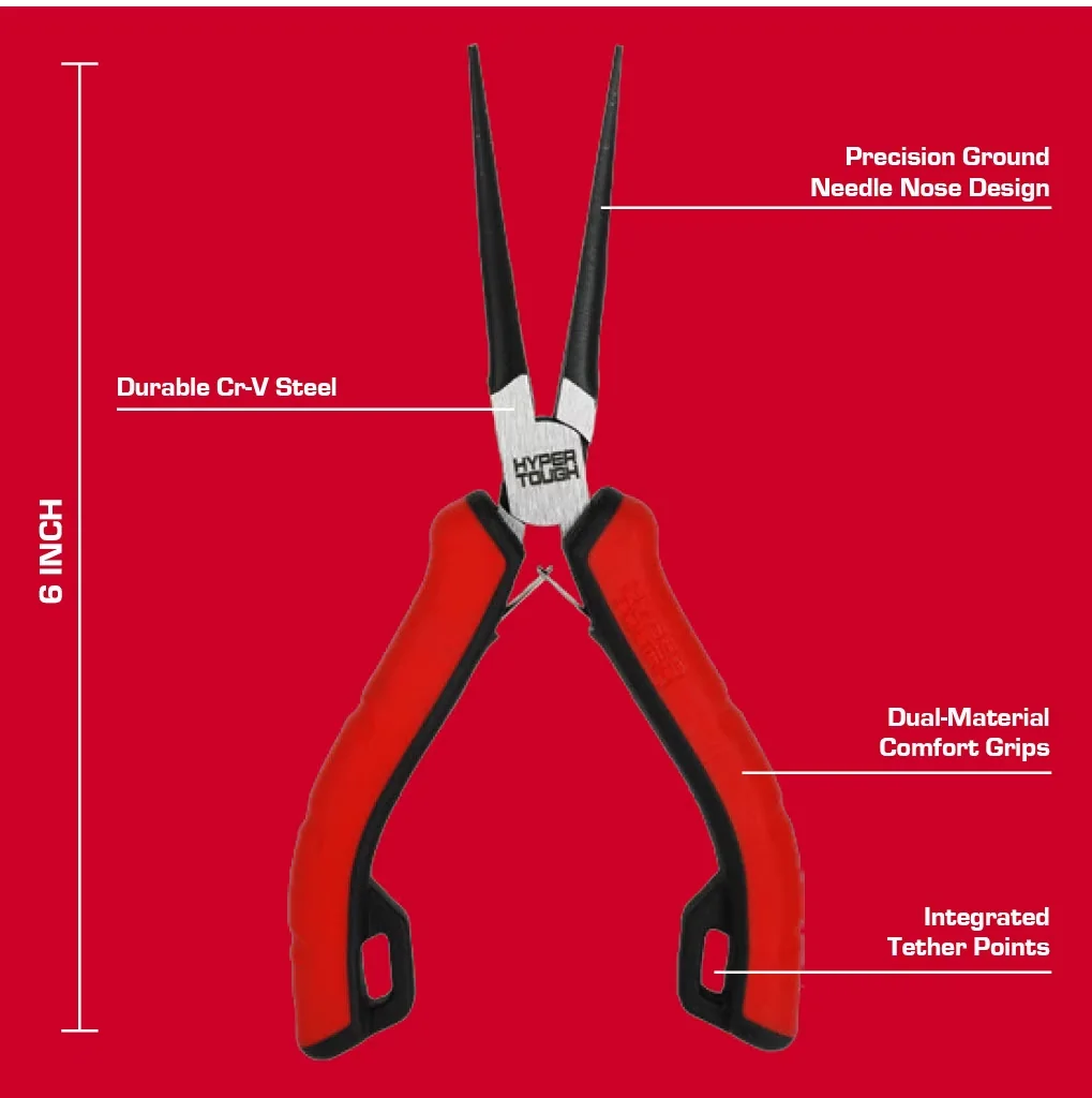 Durable Hand Tool with Comfort Grip, Dual Material Comfort Grips, Laser-etched logo adds a finished look - Red 6" Model 130FD5