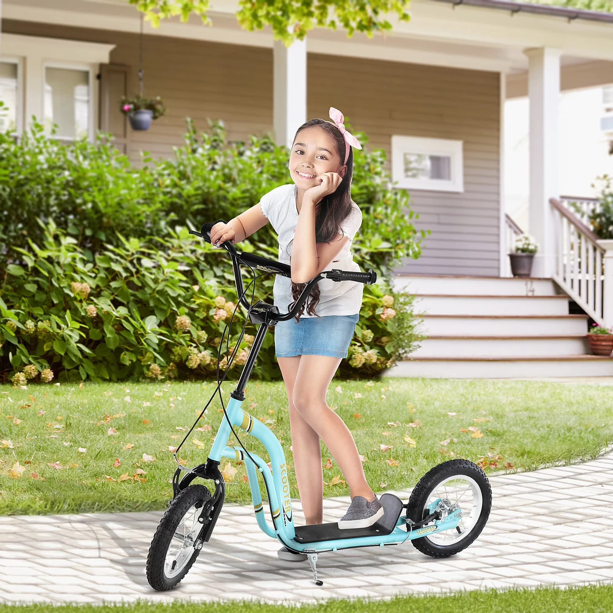 Stylish Scooter with Compact, Youth Kids Kick - High-Carbon Steel Blue Model E4A5DE