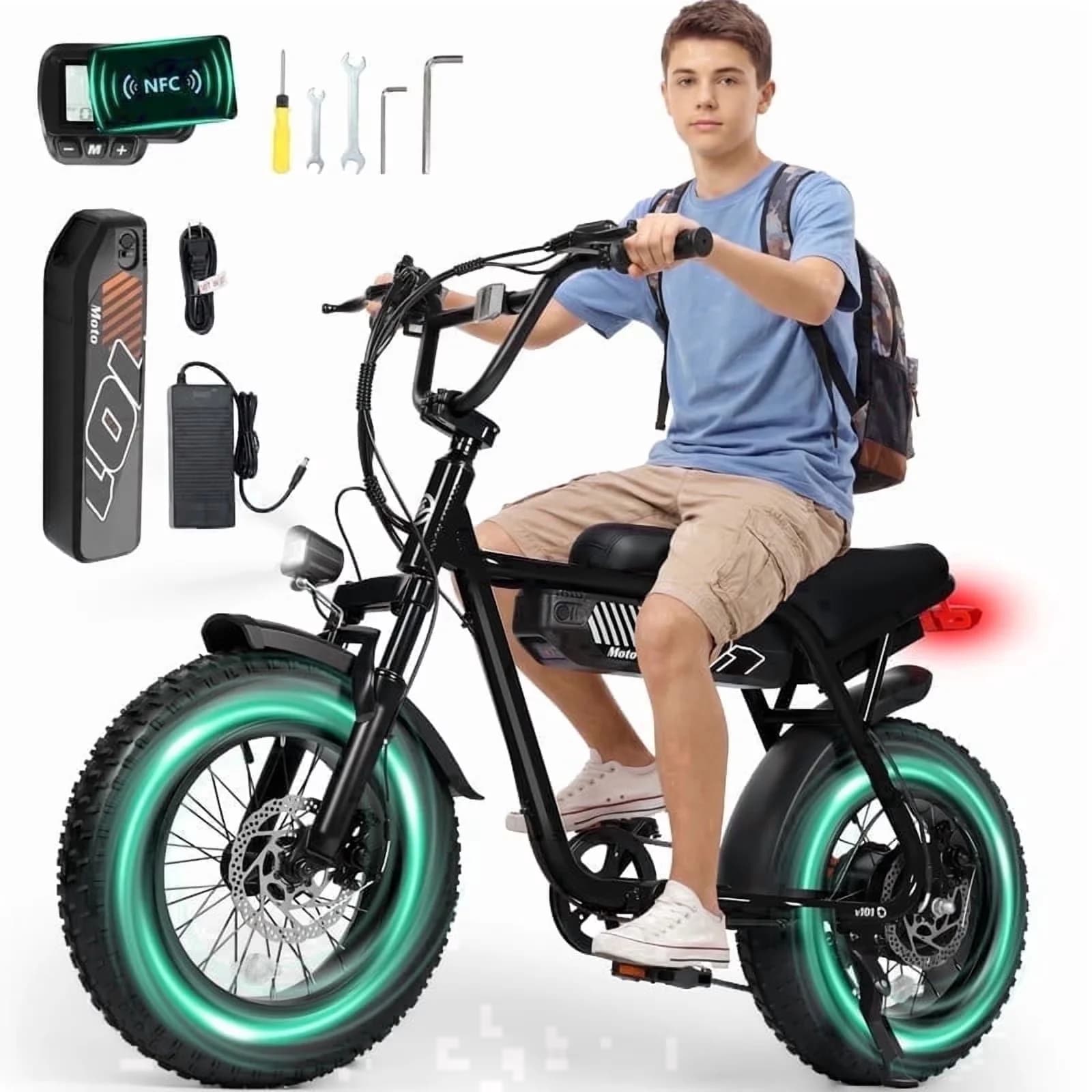 Professional Electric Bike with Battery, 750W, V101 - Black - Easy to Use Model E0DB80