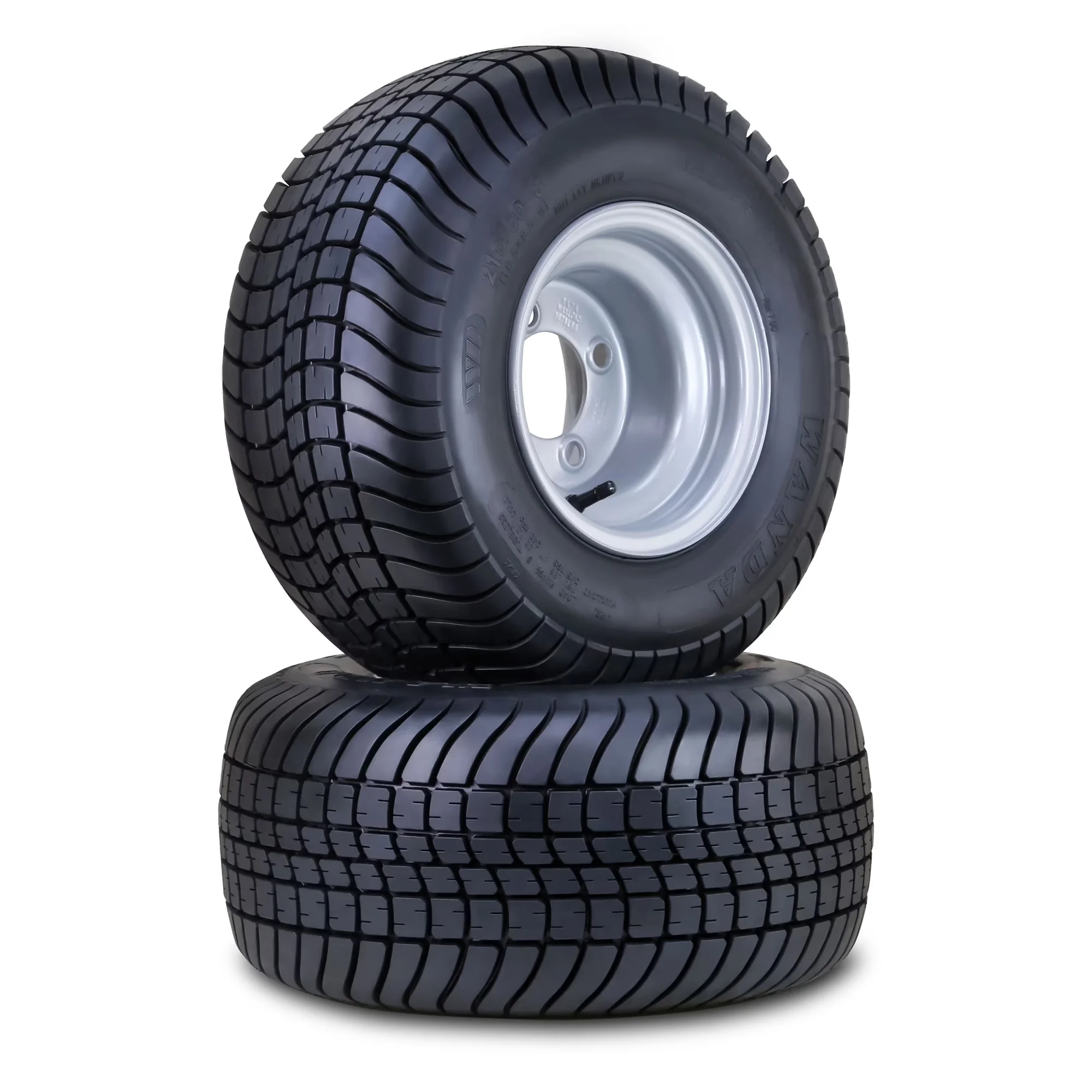 Modern Golf Cart Tire with Dot Approved, 4 Lugs on 4" PCD Silver Rim, Wheel Assembly 215/60-8 4-Ply - Model EF84F4