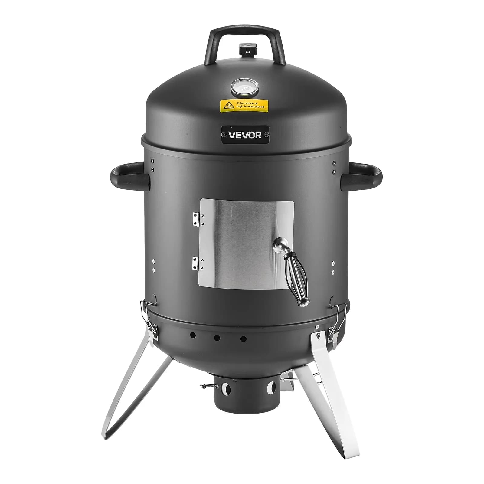 Smoker Quality with Thermometer, 16" Vertical Charcoal BBQ Grill, Ideal - Stainless Steel for Patio Model D334D1