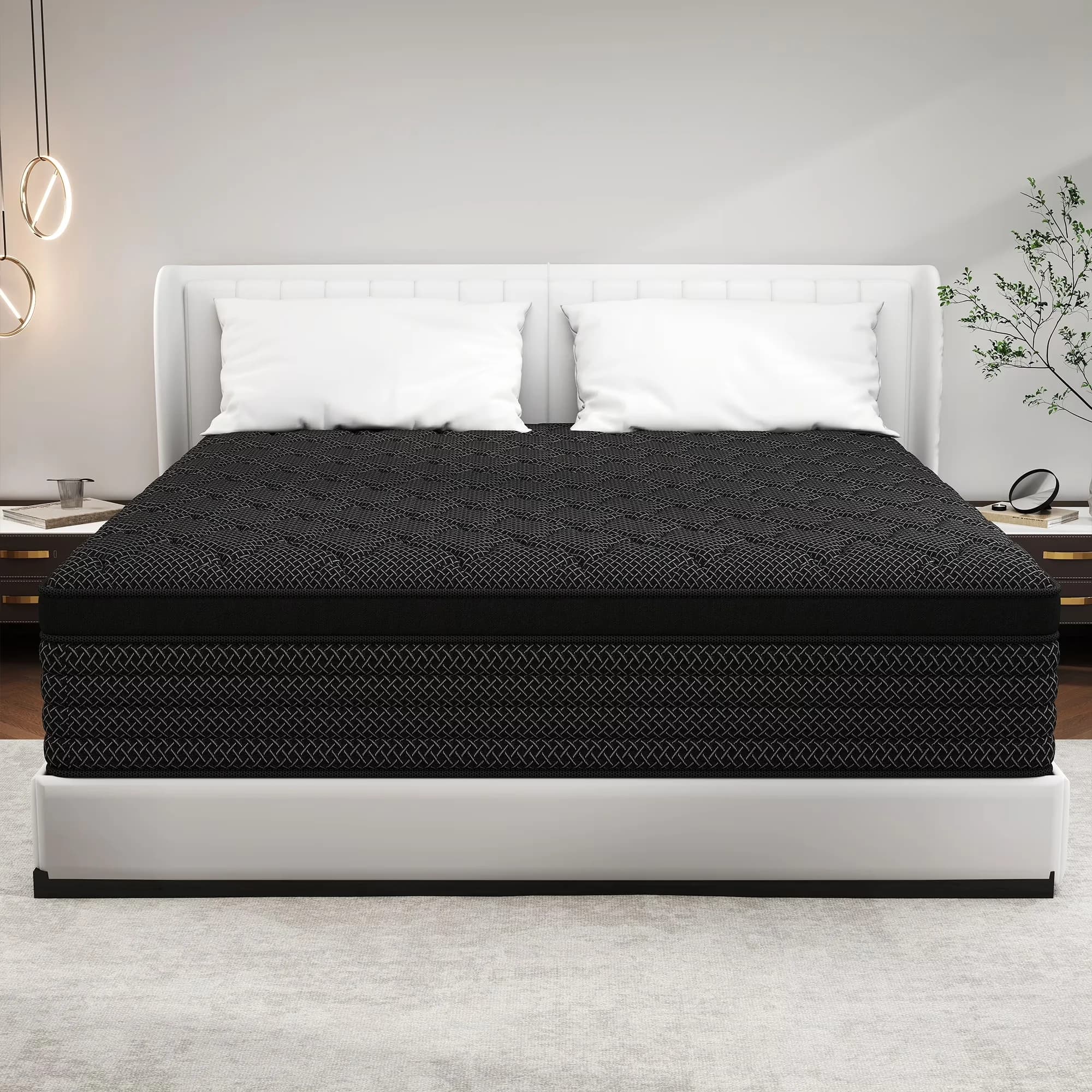 Essential Mattresses Accessory with Low Motion Transfer, Breathable Construction - Black Gel Memory Foam, Spring Model 6852B6