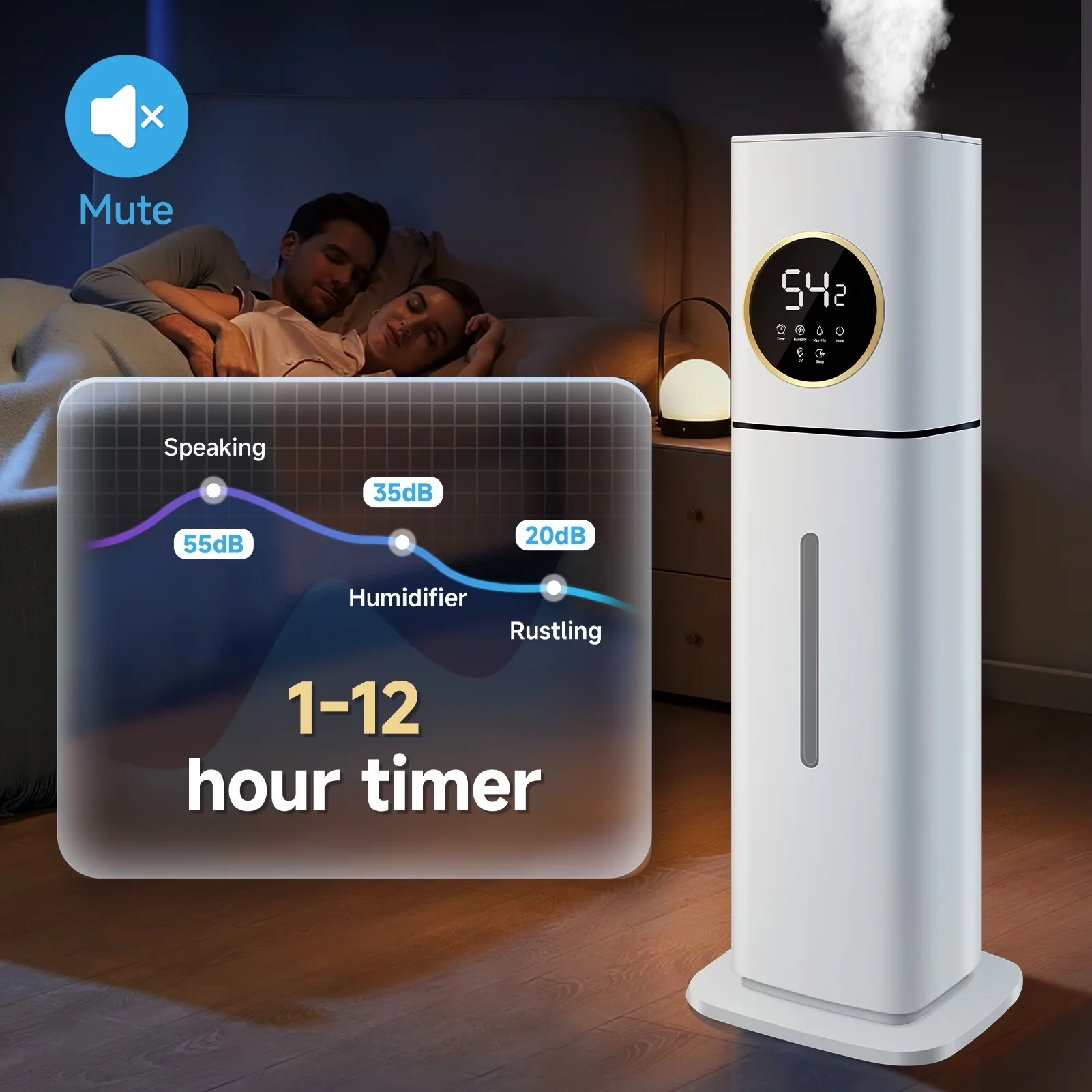 Modern Humidifier with Remote Controlled, Timer, Oil Diffuser - 8L for Large, Rooms Model 293FB4