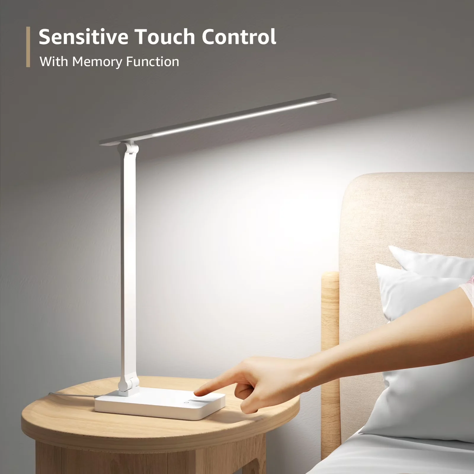 Stylish Desk Lamp with LED, 15W - Aluminum Alloy White for Home, Study Model 7702E9