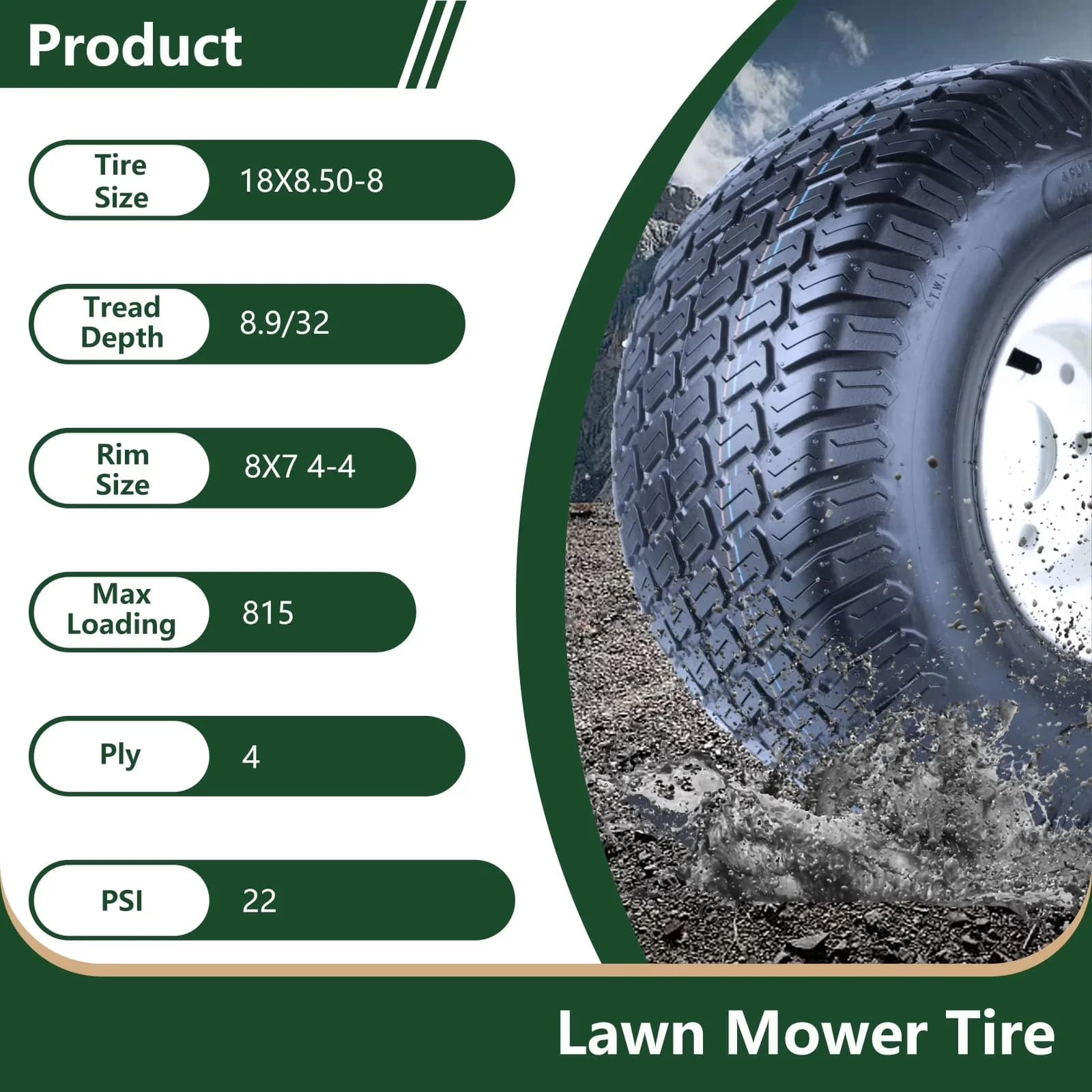 Lawn Mower Tire Sleek with Universal Fit - SU05 - Built to Last Model 93DE53