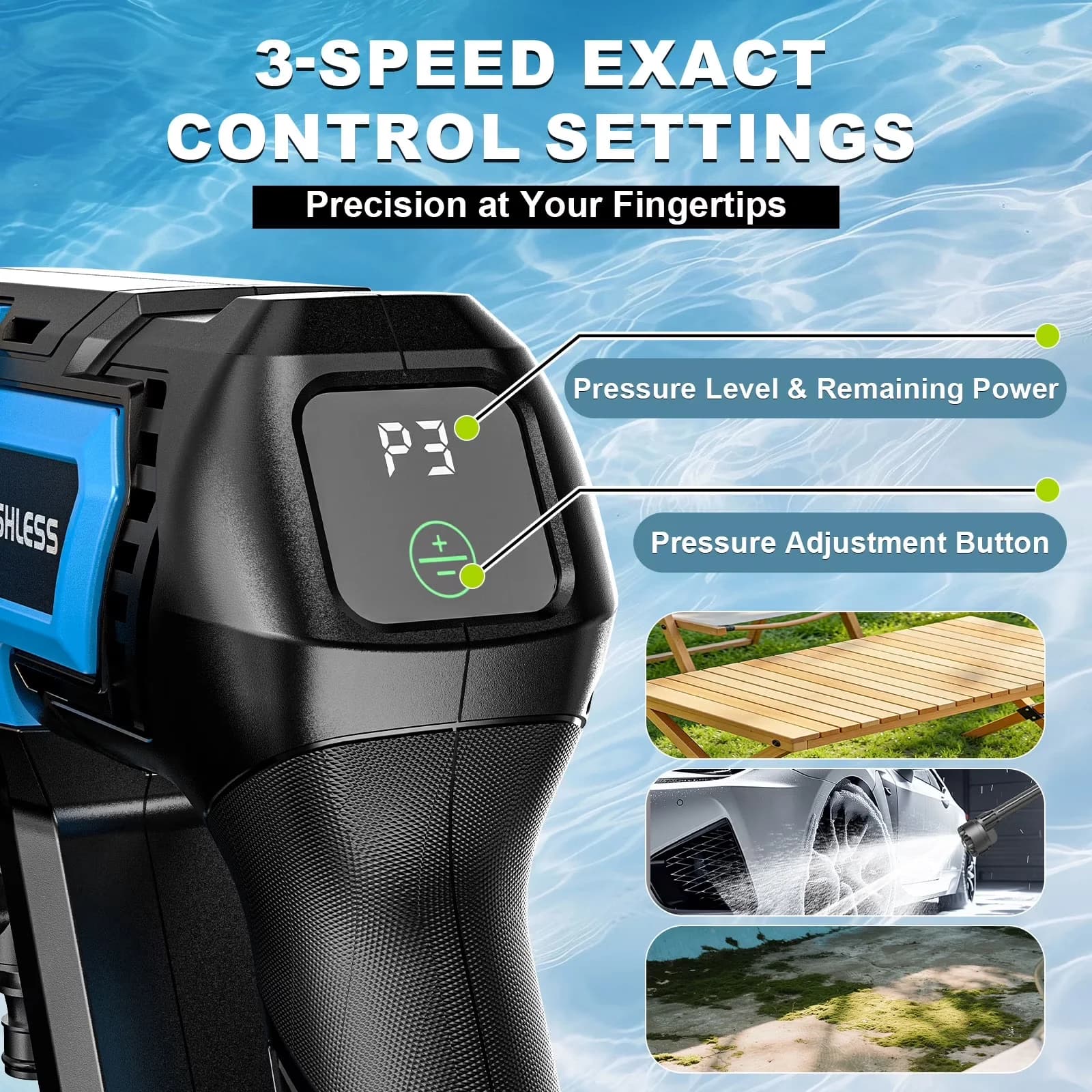 Pressure Washer Efficient with Battery, Adjustable Wand, Cordless - 2x 4 Model 70CD89