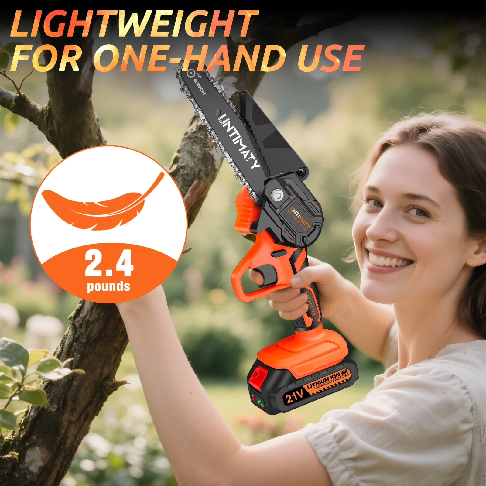 Chainsaw Versatile with Battery, Tool-Less Chain Tensioning, 6 inch Mini - Model 8415CD
