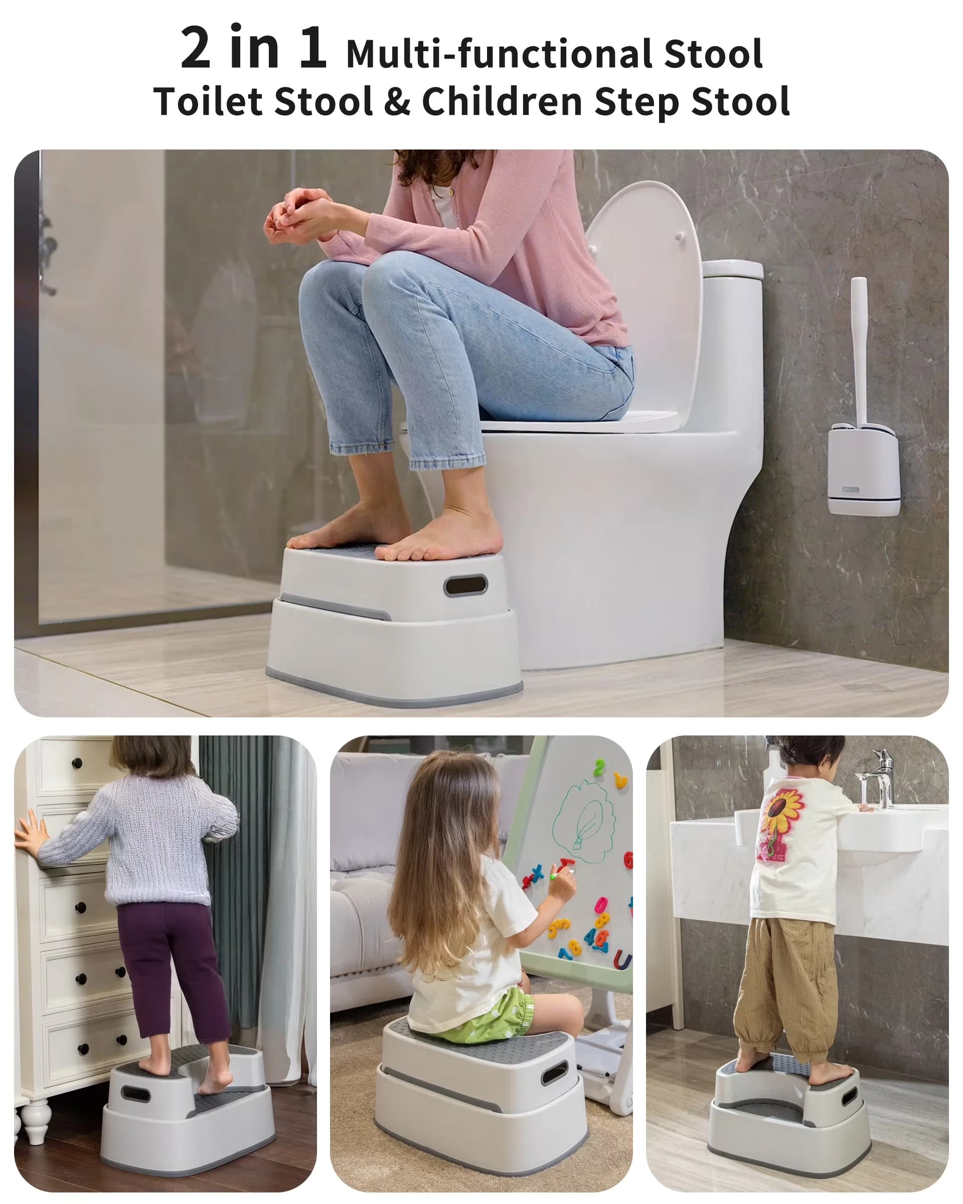 Efficient Ladders And Step Stool with Adjustable Height, Anti Slip Toilet - Tpr, Polypropylene (Pp) White for Bathroom Model 275497