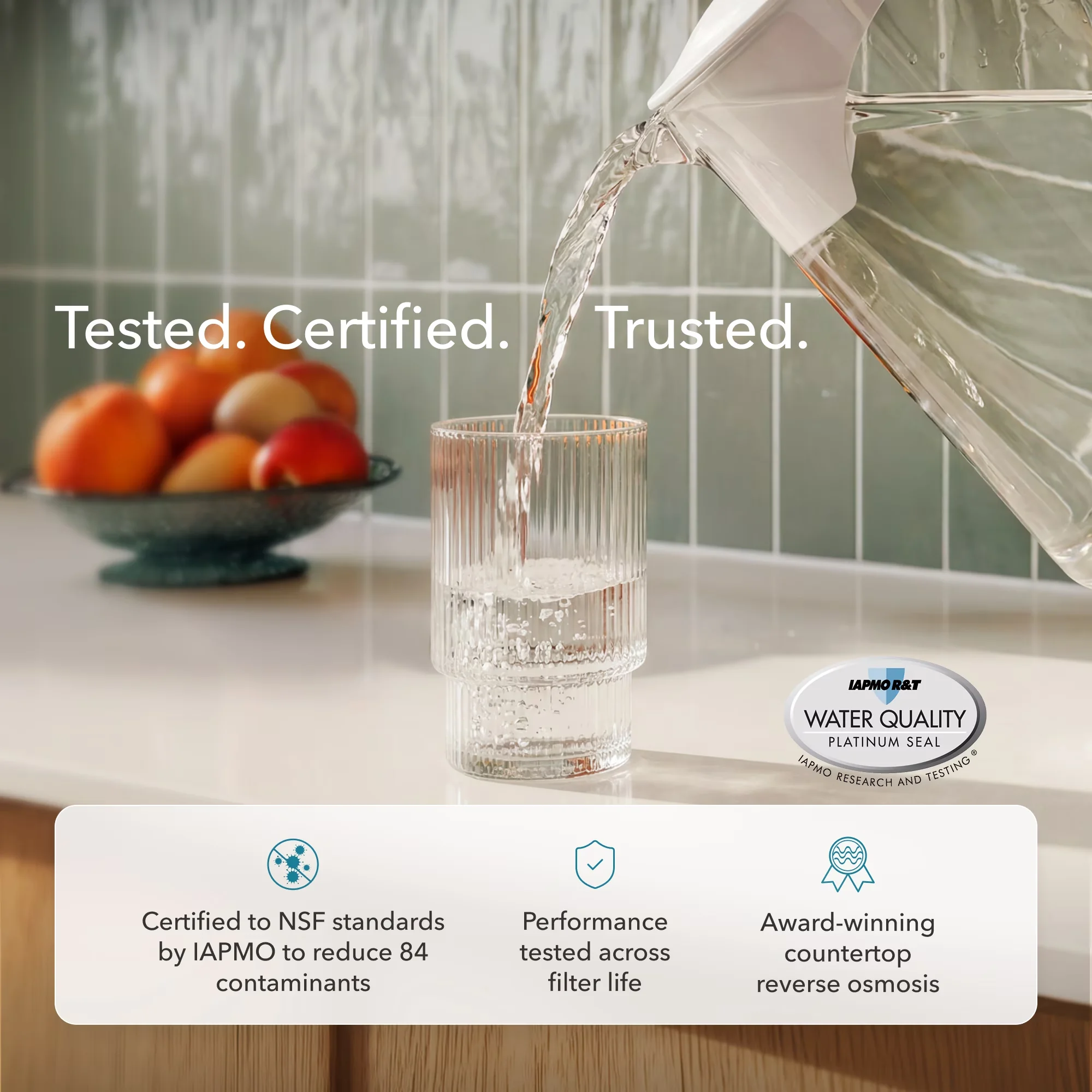 Stylish Water Filtration with 14x7.5x13 in, 4-Stage Reverse Osmosis, Glass Carafe - Glass Model 041D34