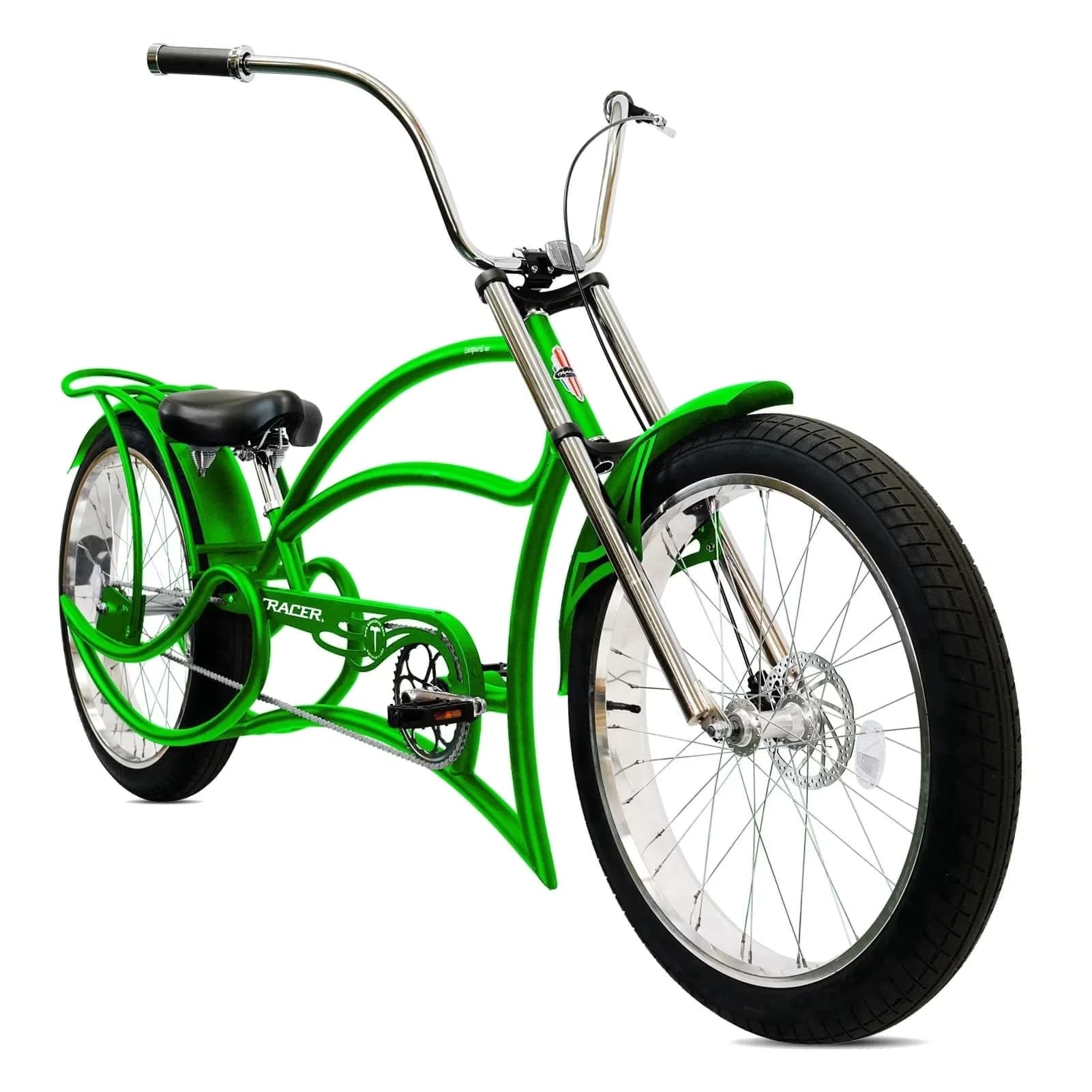 Sleek Cruiser Bike with Lightweight, Adjustable Seat Height, Triple Tree Fork - Green Model A21EF4