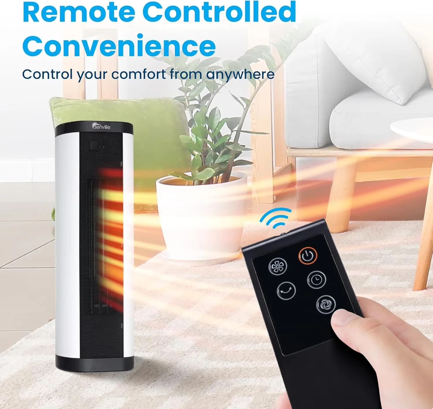 Essential Portable And Electric Space Heater with 1500W, Remote & Digital Thermostat - Black Model E37E38
