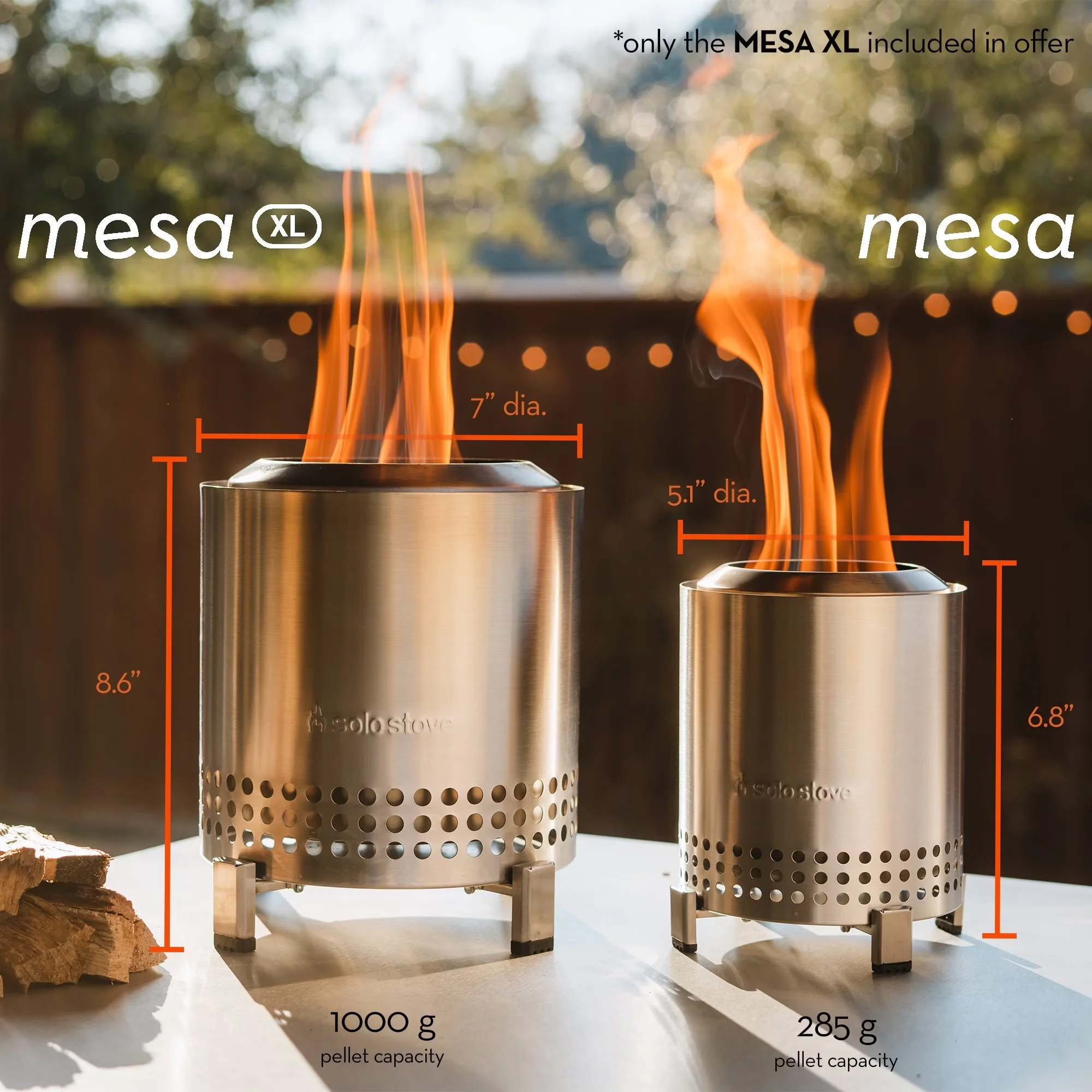 Essential Outdoor Heating with Portable, Mesa XL Tabletop Fire Pit - 304 Stainless, 430 Stainless, Ceramic Coating Gray for Travel Model 76731D