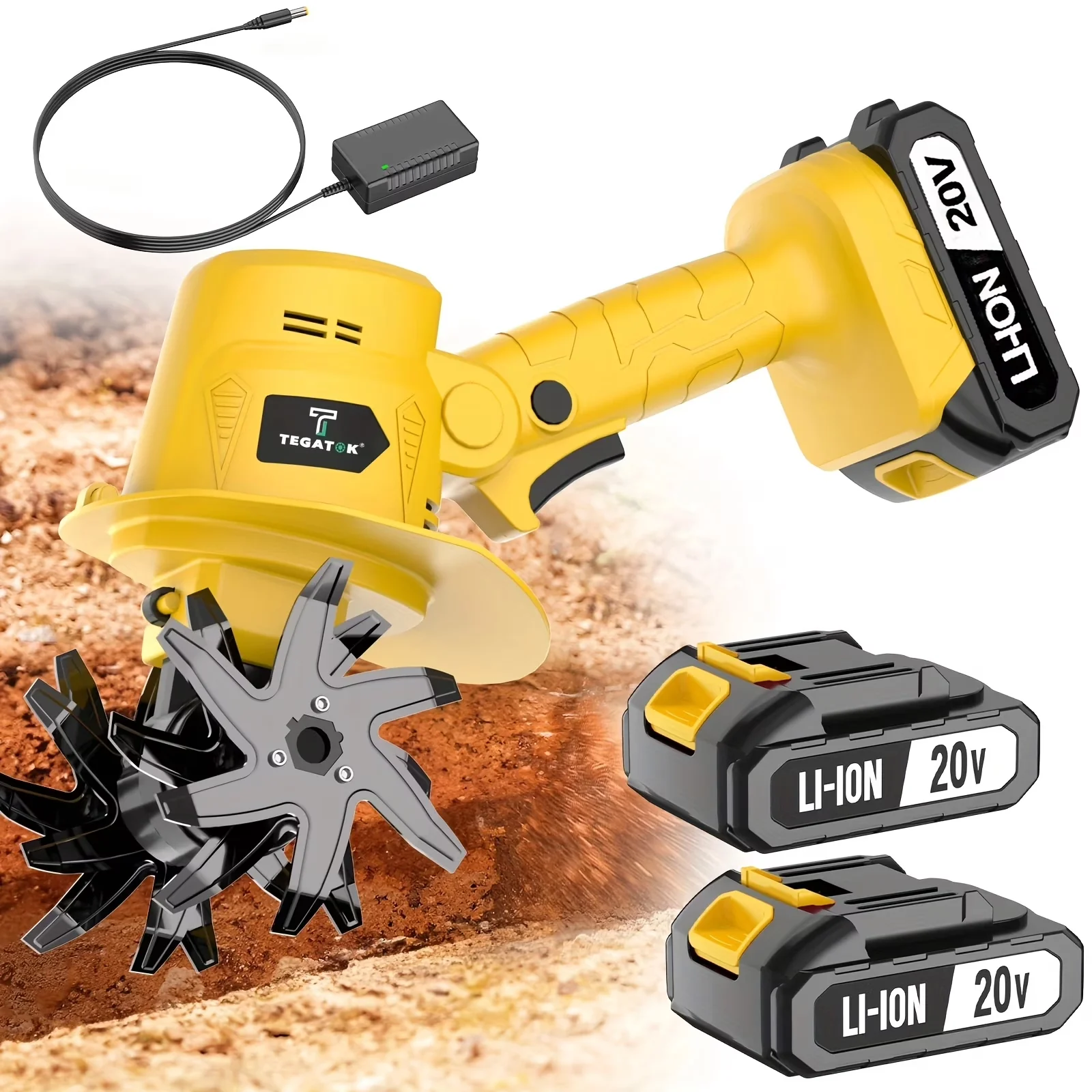 Trillers Cultivator Modern with Battery, 20V, 20V Cordless Tiller - Industrial Grade Model F3604B