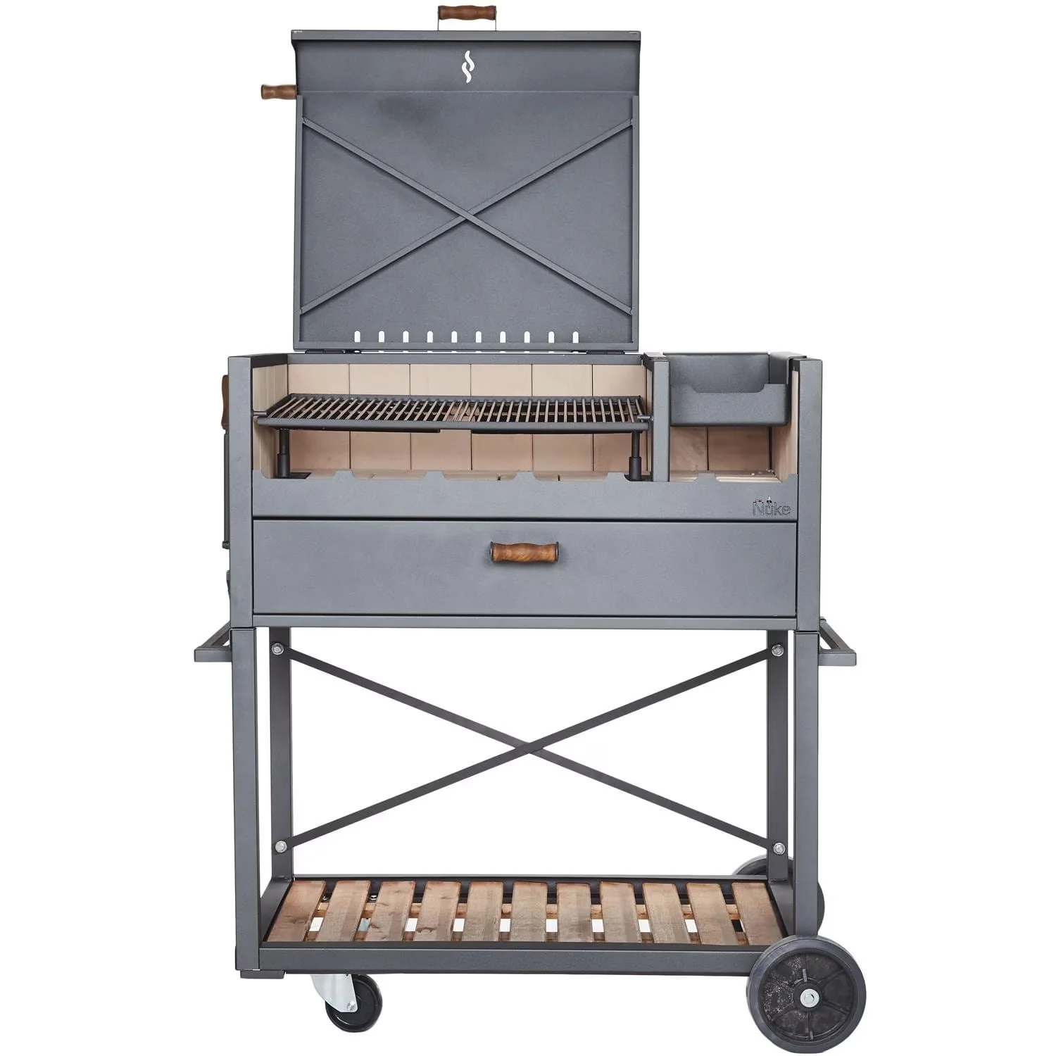 Reliable Charcoal Grill with Adjustable Charcoal Tray - Wood And Metal Model 939F8C