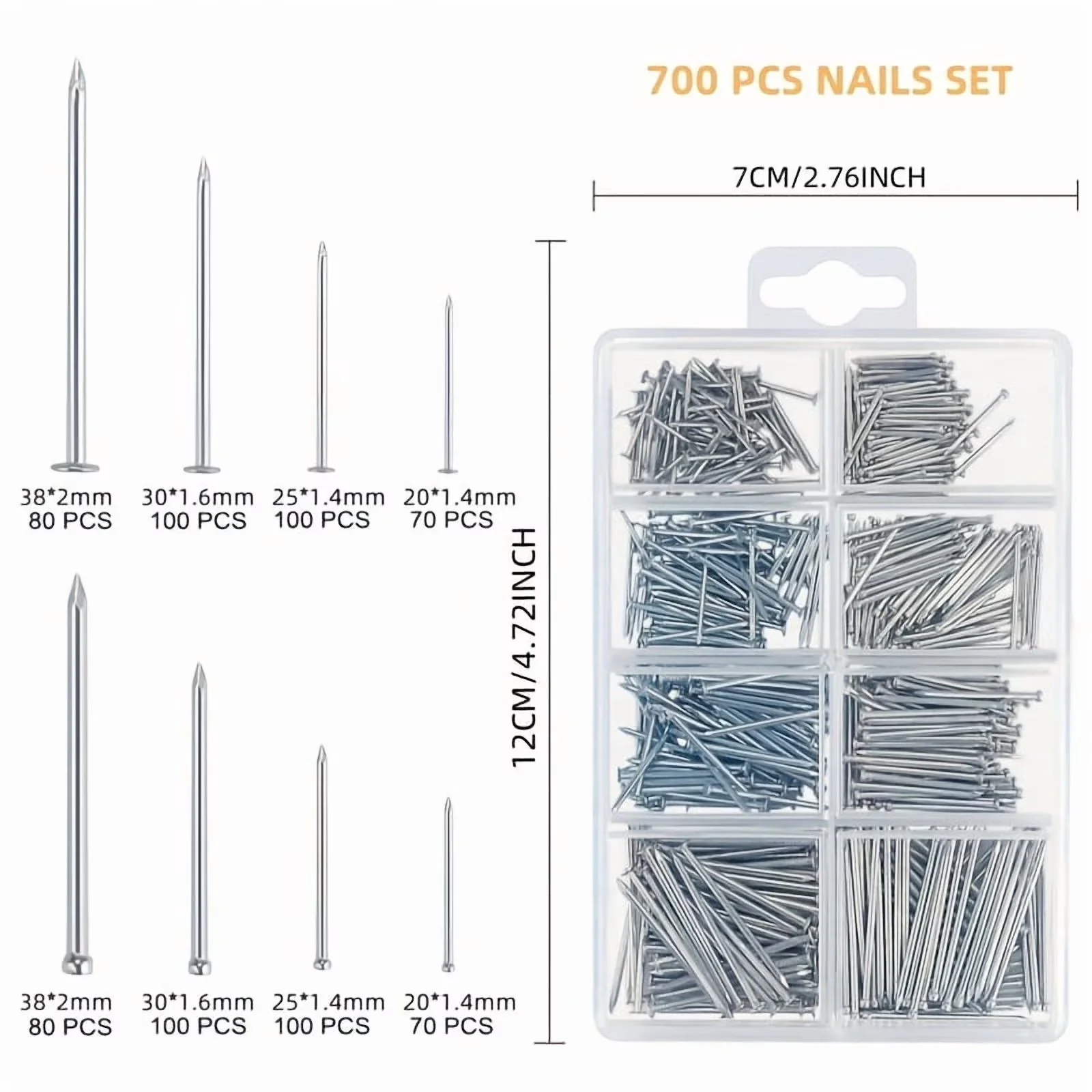 Quality Hand Tool Set with Magnetic, Rust Resistant, Chrome-Plated Nails - Steel for Home Model 62C686