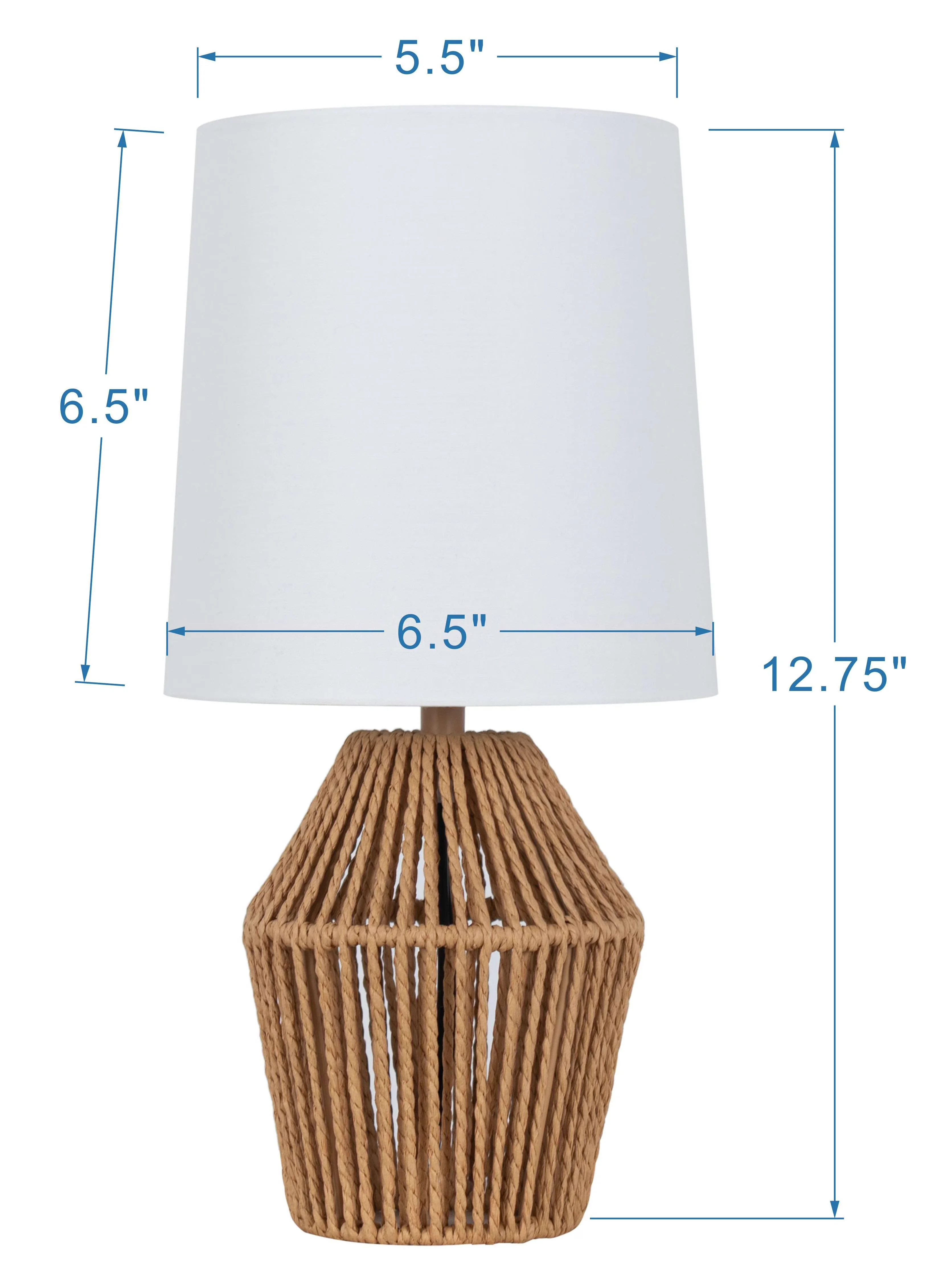 Led Lighting Professional with LED, Traditional, 12.75" Rope Mini Lamp - Rope Brown Model 7AA3FD