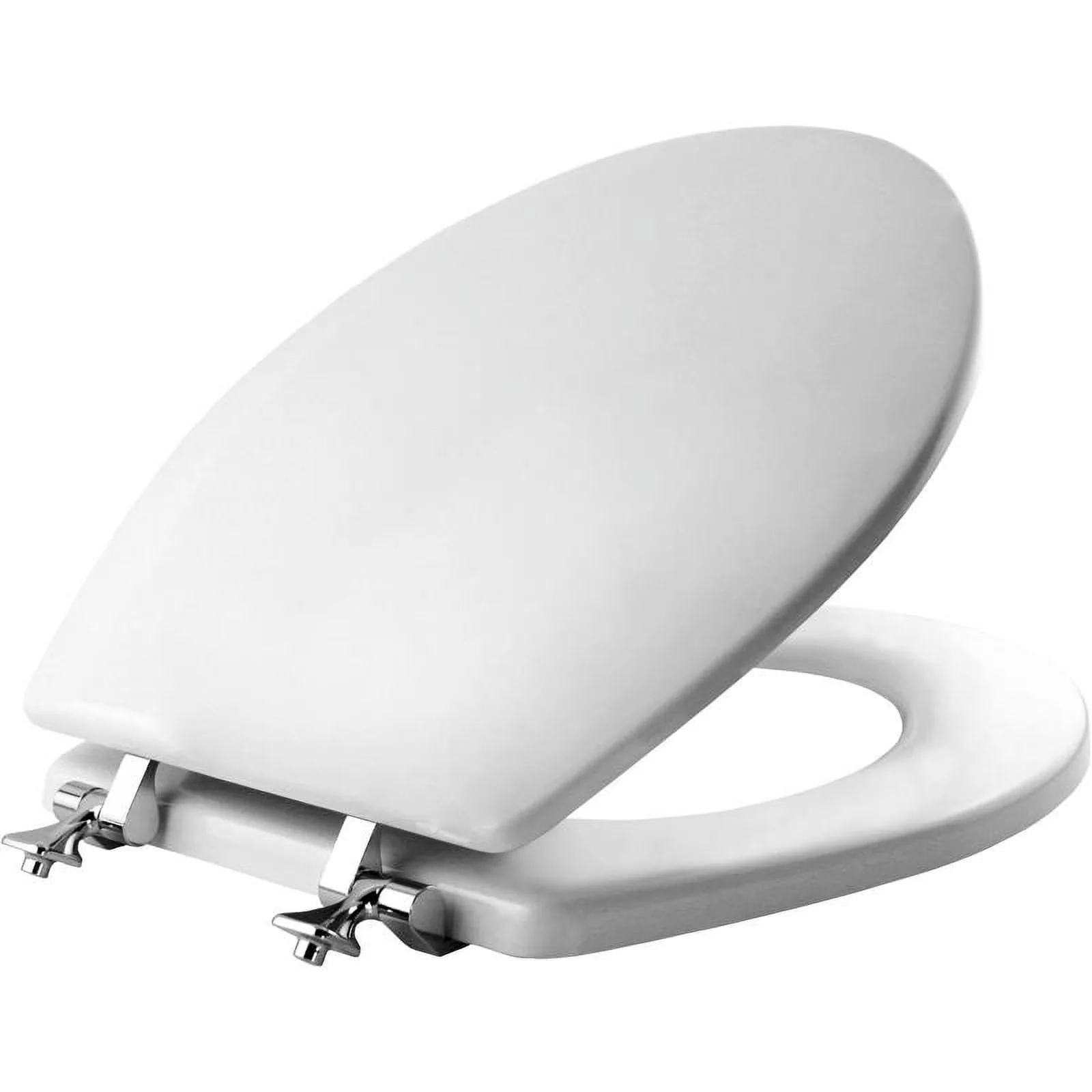 Toilet Seats And Lid Sleek with Universal, Classic non-tarnish chrome hinge - Wood White Model 97C235