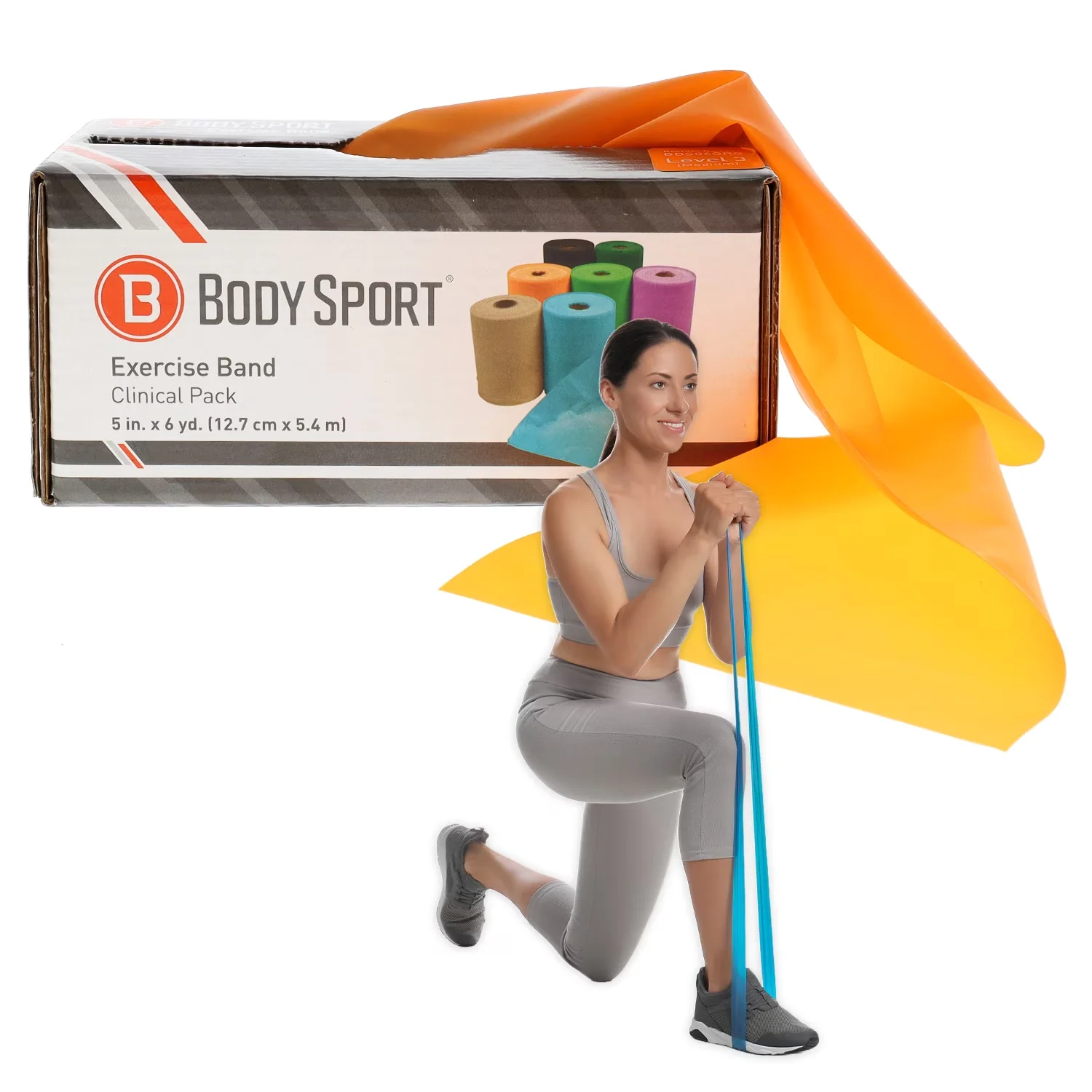 Durable Home Gym Accessory with Exercise Band, 5 in. x 6 yd - Orange Natural Rubber for Home Model 7E366E