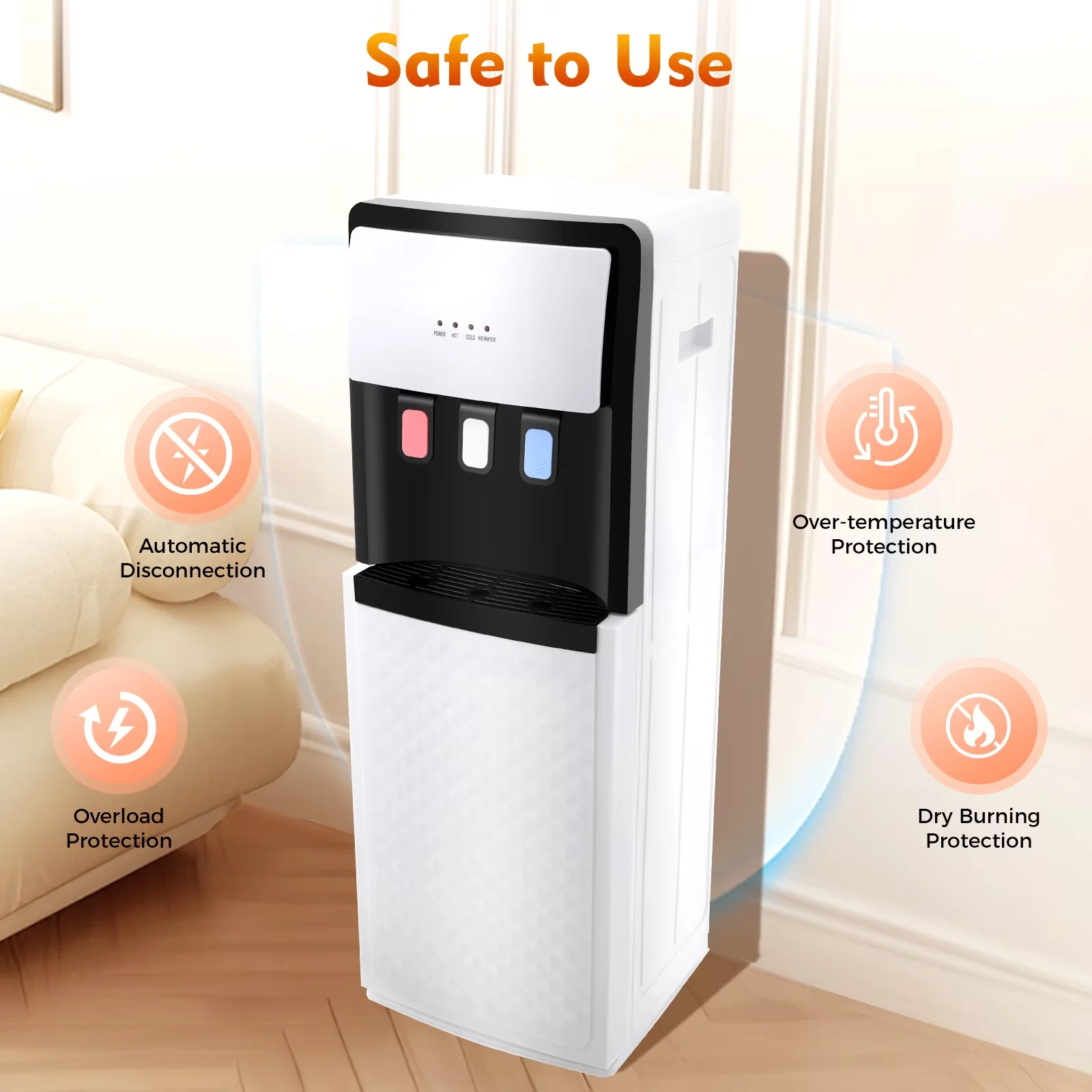 Sleek Water Filtration with 110V, 110V Dispenser Bottom Loading Cooler - White Pp Model D6C22B