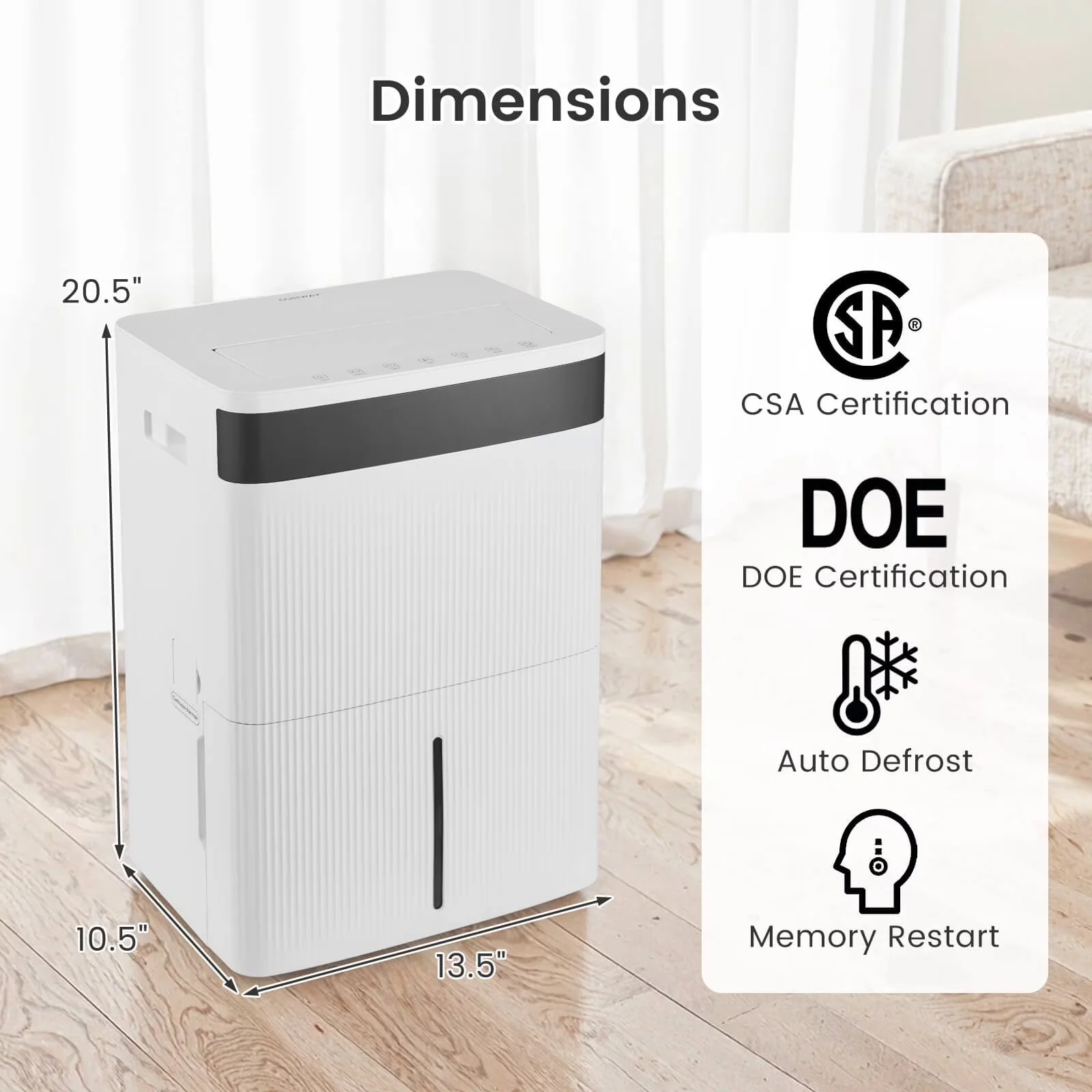 Dehumidifier Durable with Automatic Shut-Off, 22-Pint(DOE) - White for Home Model 5D6BFB