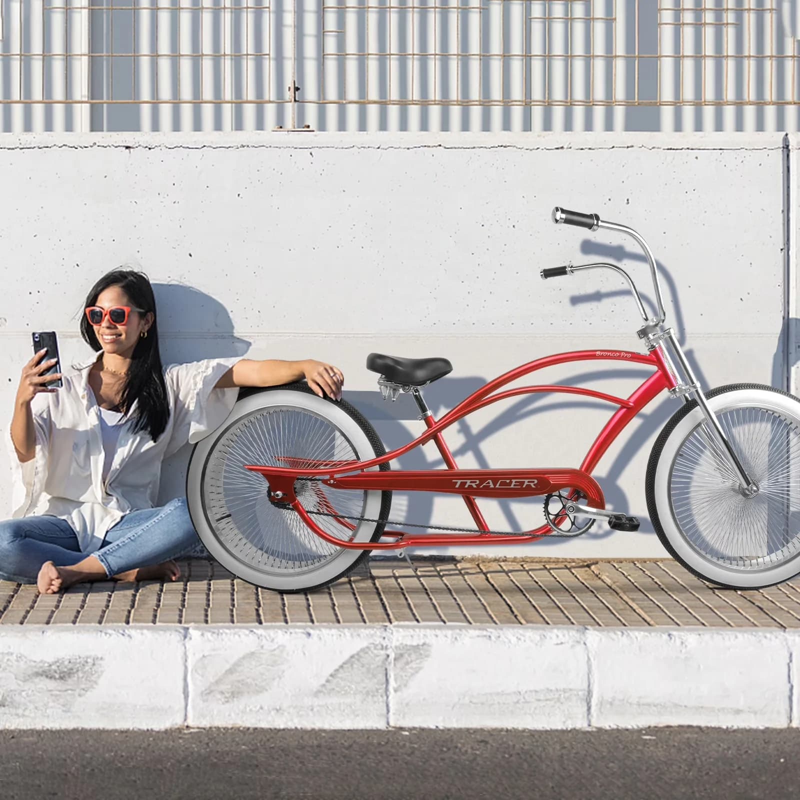 Premium Cruiser Bike with Adjustable Seat Height, 26 inch Wheel Size - Red Model A23841