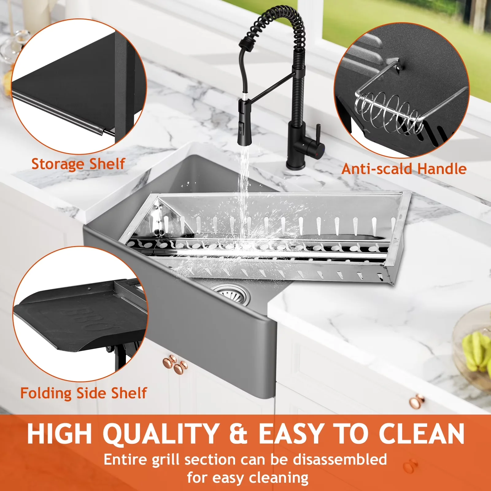 Quality Charcoal Grill with Foldable, Portable - Iron, Stainless Steel Black Model 219247