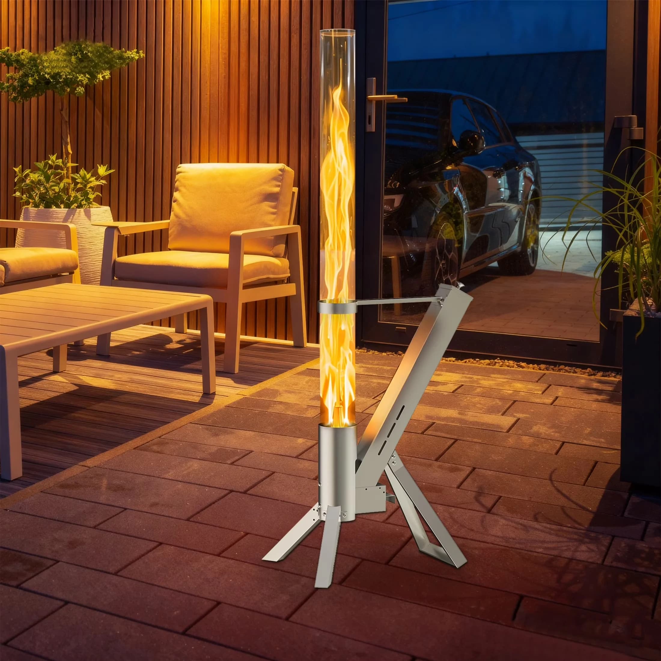 Outdoor Heating Versatile with Weatherproof, Rust Resistant - Stainless Steel Brown for Patio, Camping Model 1D3D09