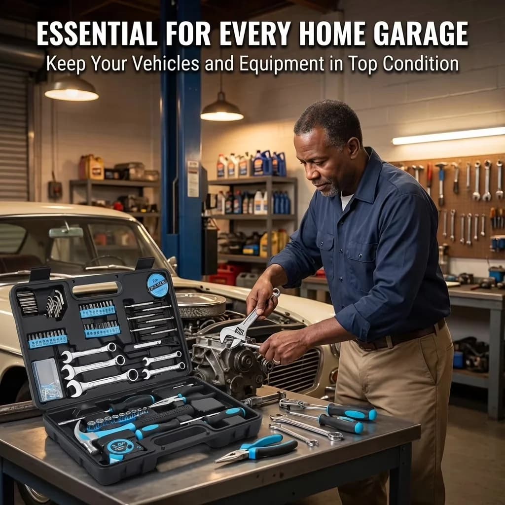 Modern Hand Tool Set with Snag Resistant, Ergonomic Handle, Insulated - Blue for Home, Office Model ABC595
