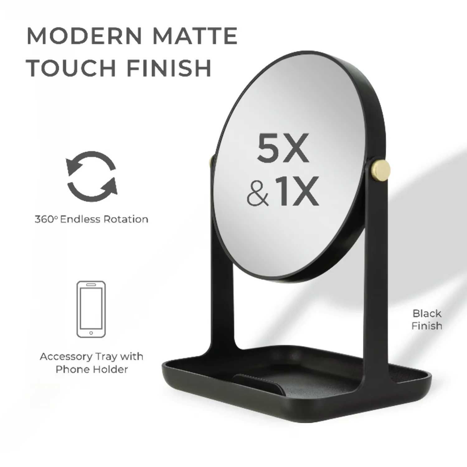 Bathroom Renovation Essential with Two-Sided, Modern, Swivel Movement - Black 5X/1X - Black Model 0A38B6