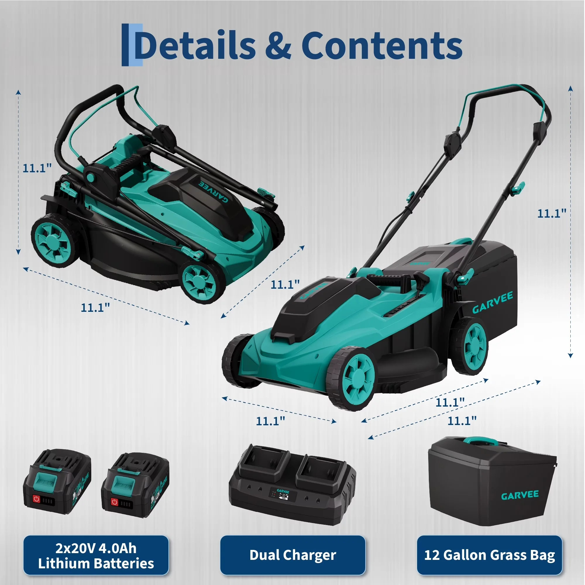 Push Mower Stylish with Battery, 40V, Brushless Motor - Blue 17 - Essential Collection Model A79B58