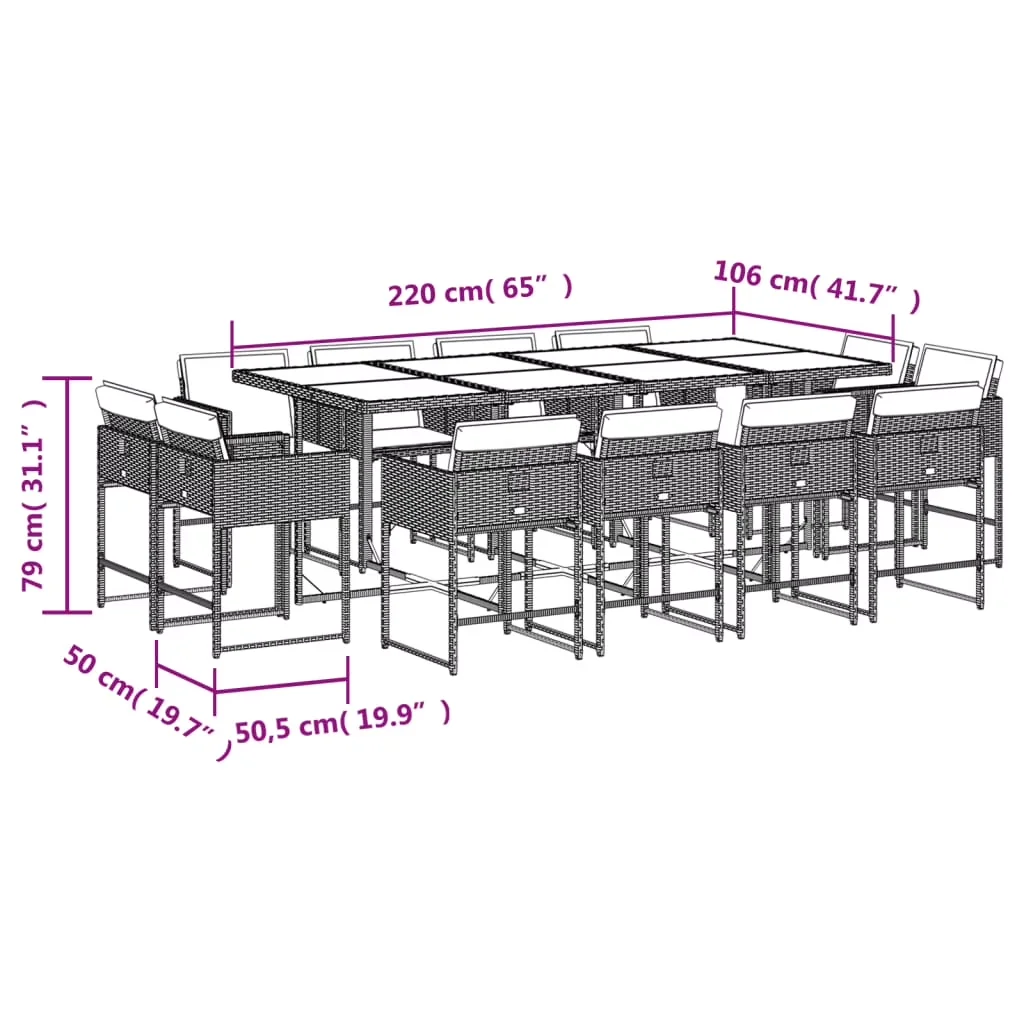 Stylish Patio Dining Set with Foldable, Storage, 13 Piece - Brown Pe Rattan Model 87CBF0