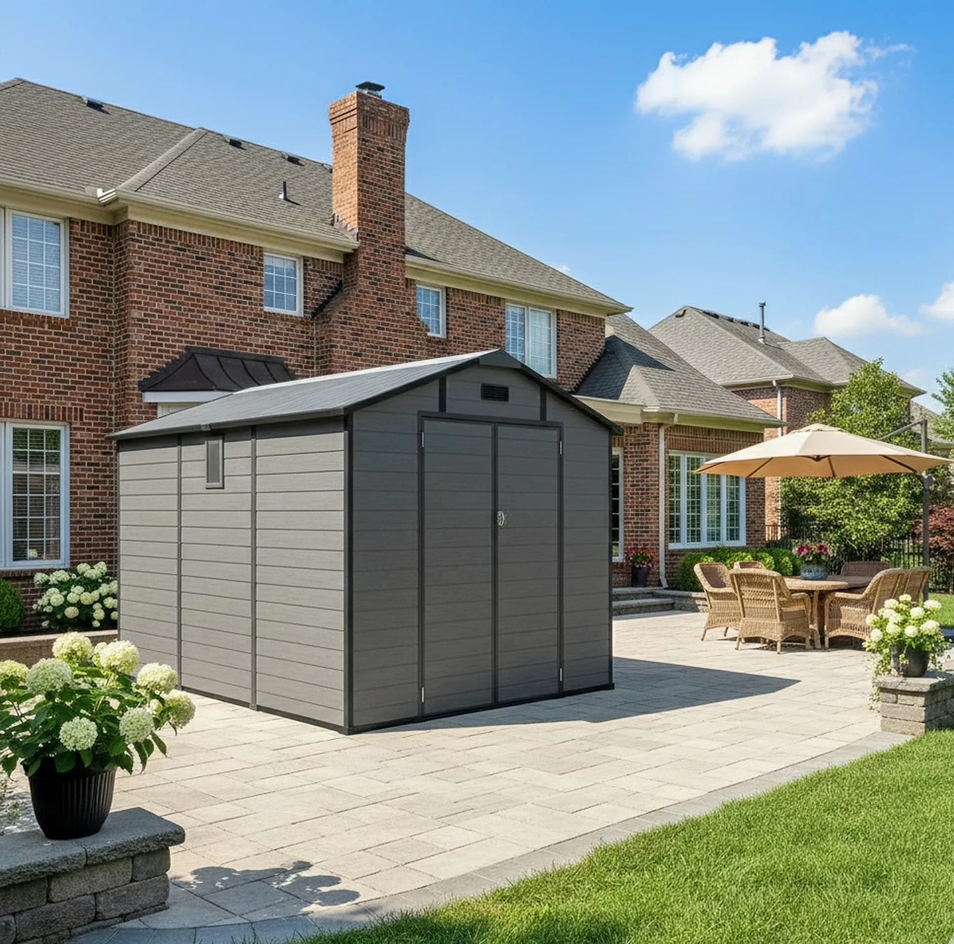 Shed Efficient with Rust Resistant, Lockable Door, Uv Resistant - Dark Gray Plastic,Polypropylene for Garden Model 71F679