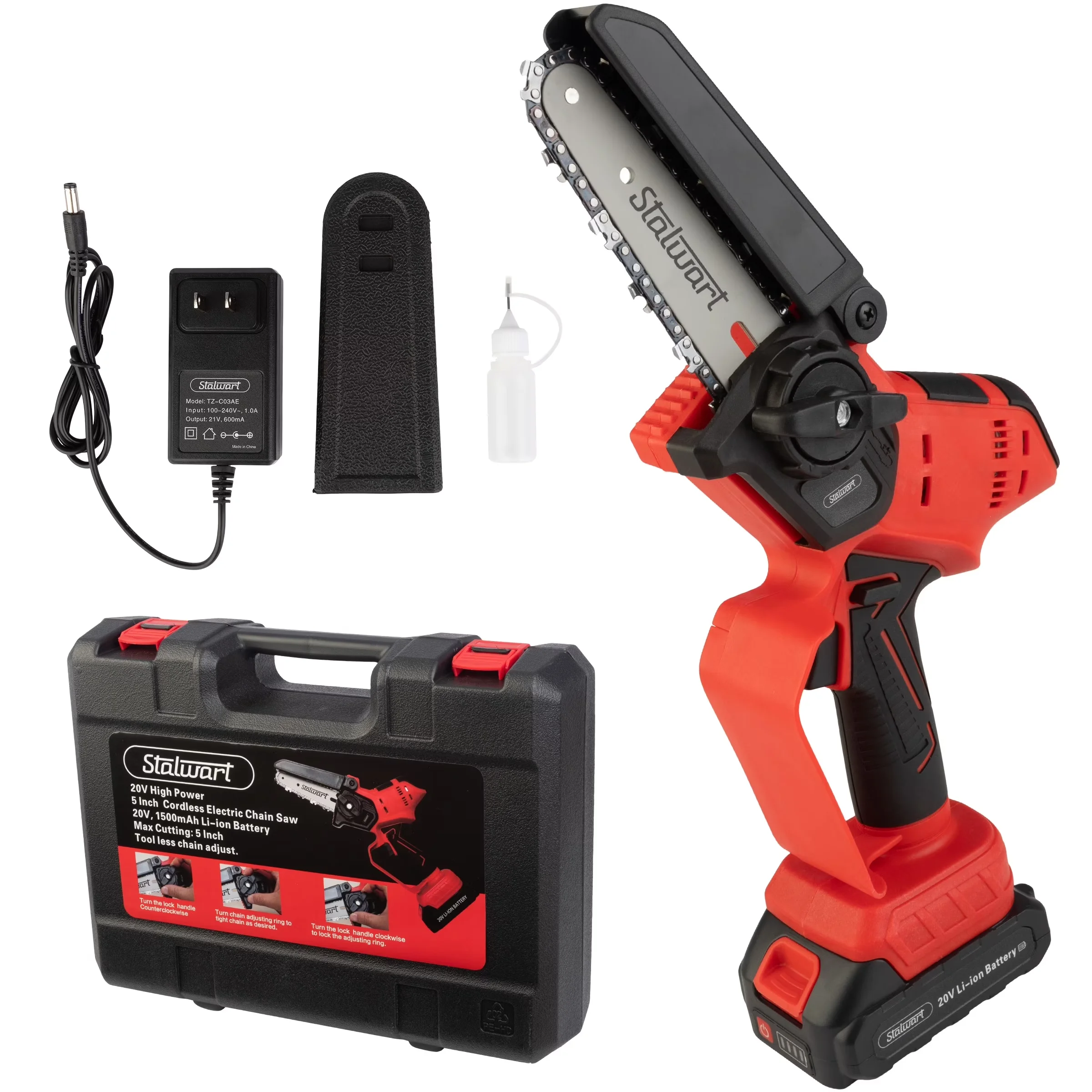 Essential Chainsaw with Battery, 20V, 5-Inch Mini - Black - Universal Fit Model 9BAE81