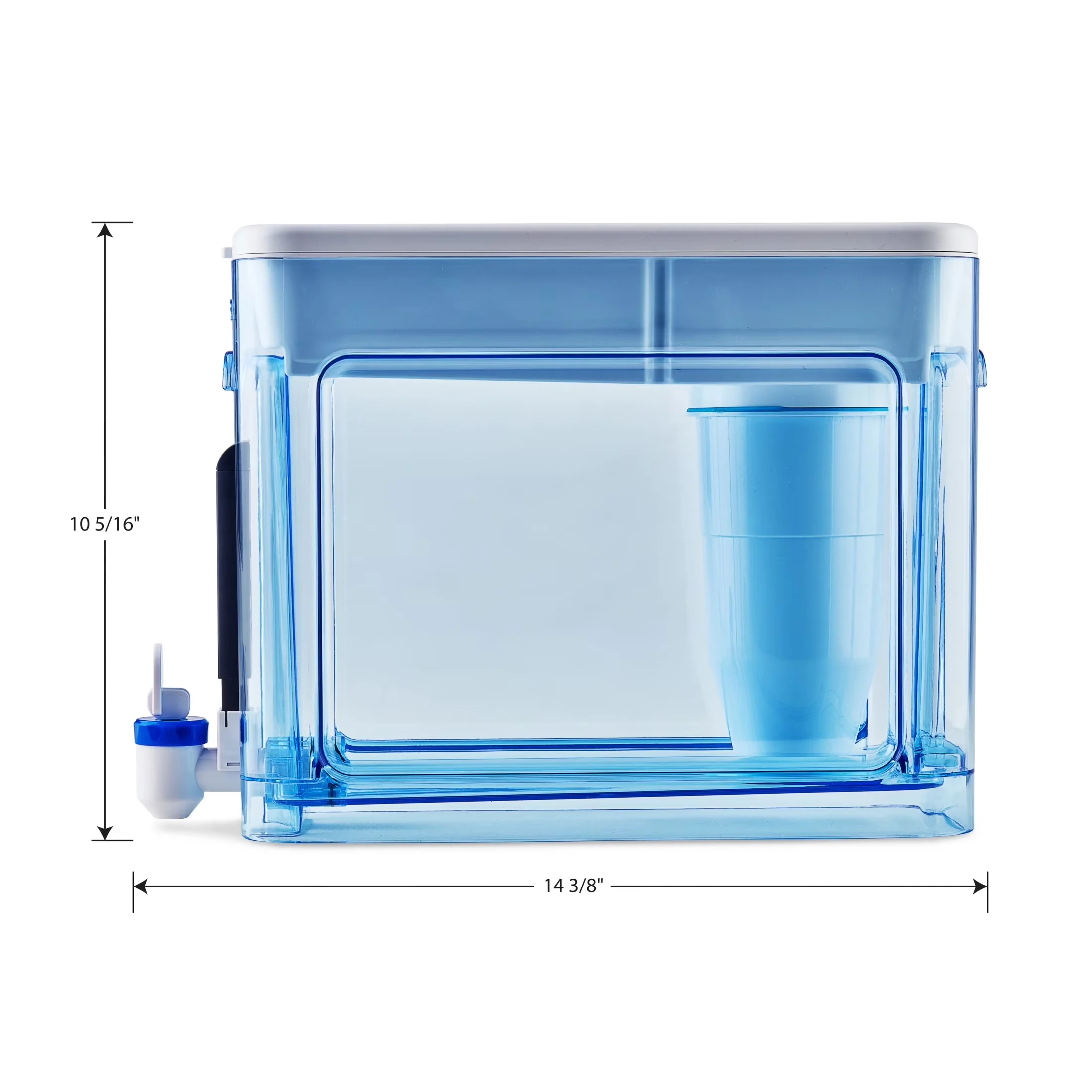 Modern Water Filtration with Automatic Shut Off, 32 Cup Ready-Read 5-stage Dispenser - Blue Plastic Model 37F60E