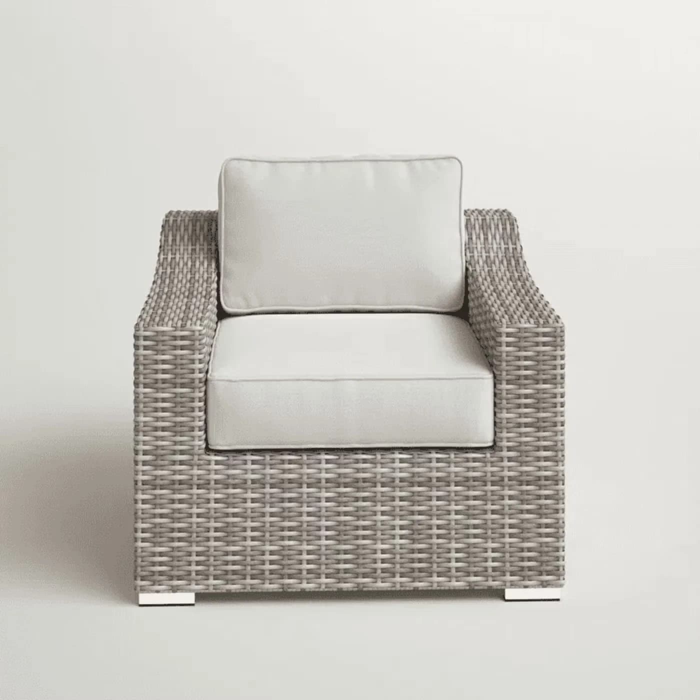 Patio Chair Efficient with Removable Cushions, Cushions, Seating - Gray Aluminum, Resin Wicker, Synthetic, Foam Model 401445