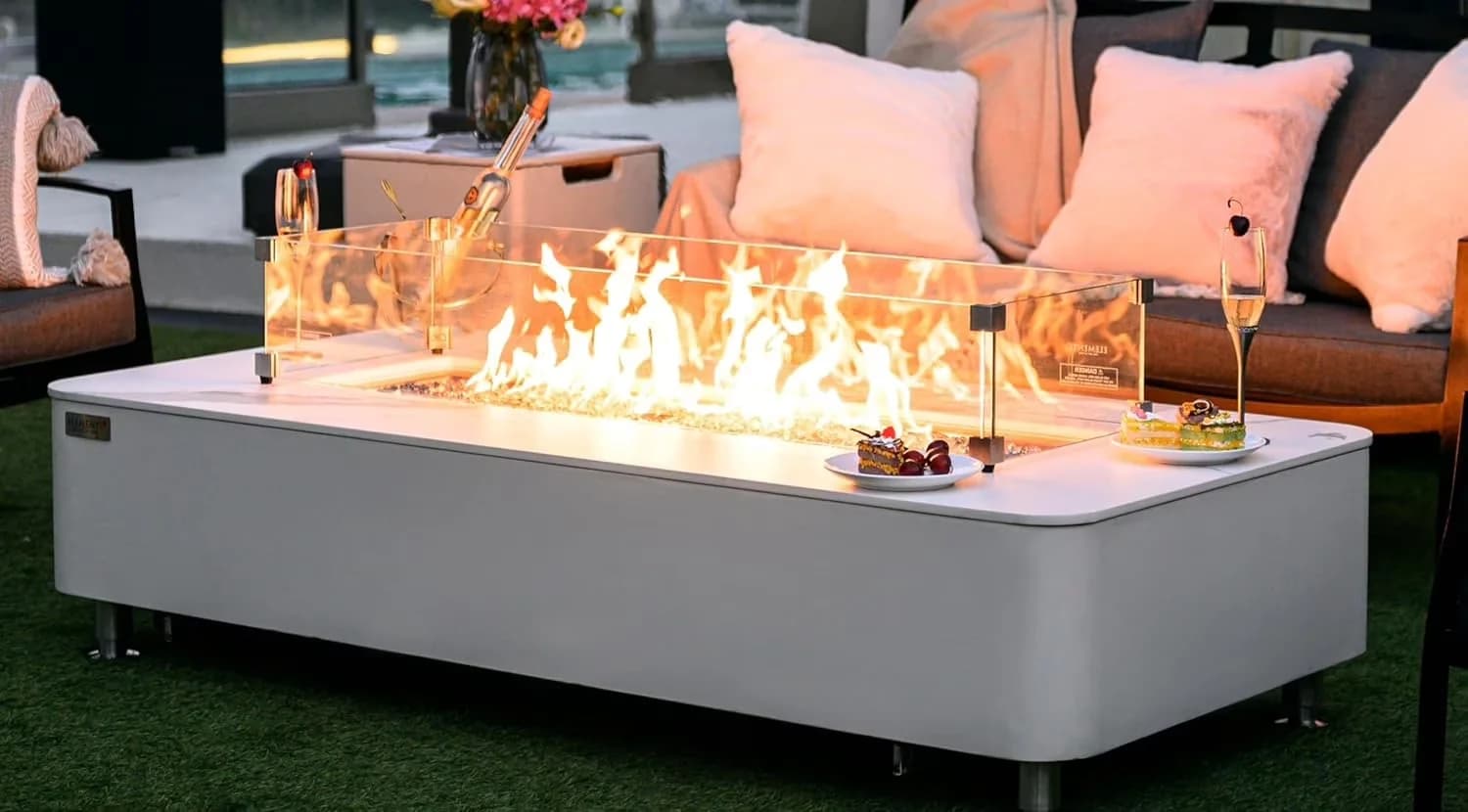 Outdoor Heating Stylish with Weatherproof, 005) - Tempered Glass, Stainless Steel, Glass Glass Model D817F0