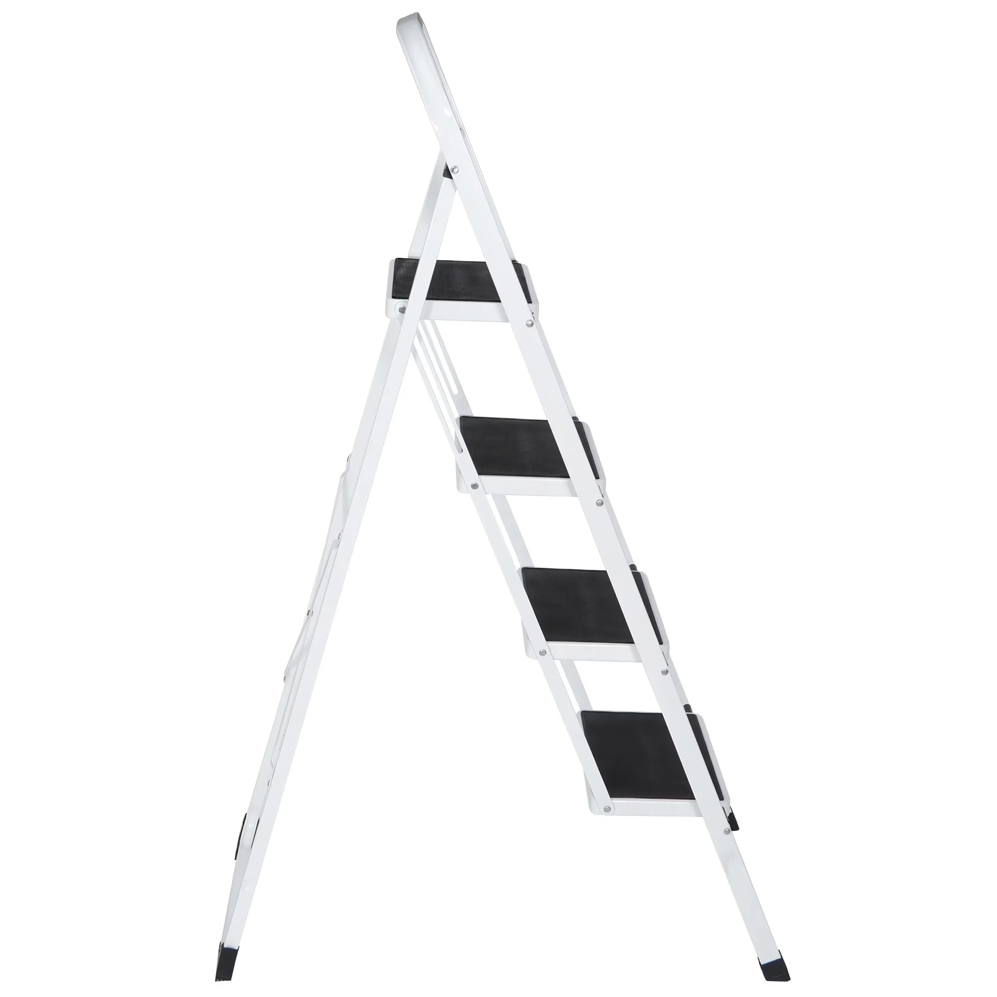 Durable Ladders And Step Stool with Layer Distance: 8.5'' / 21.5 cm, Material: Steel + Sprayed + PP, Color: White & Black - White... Model B07943