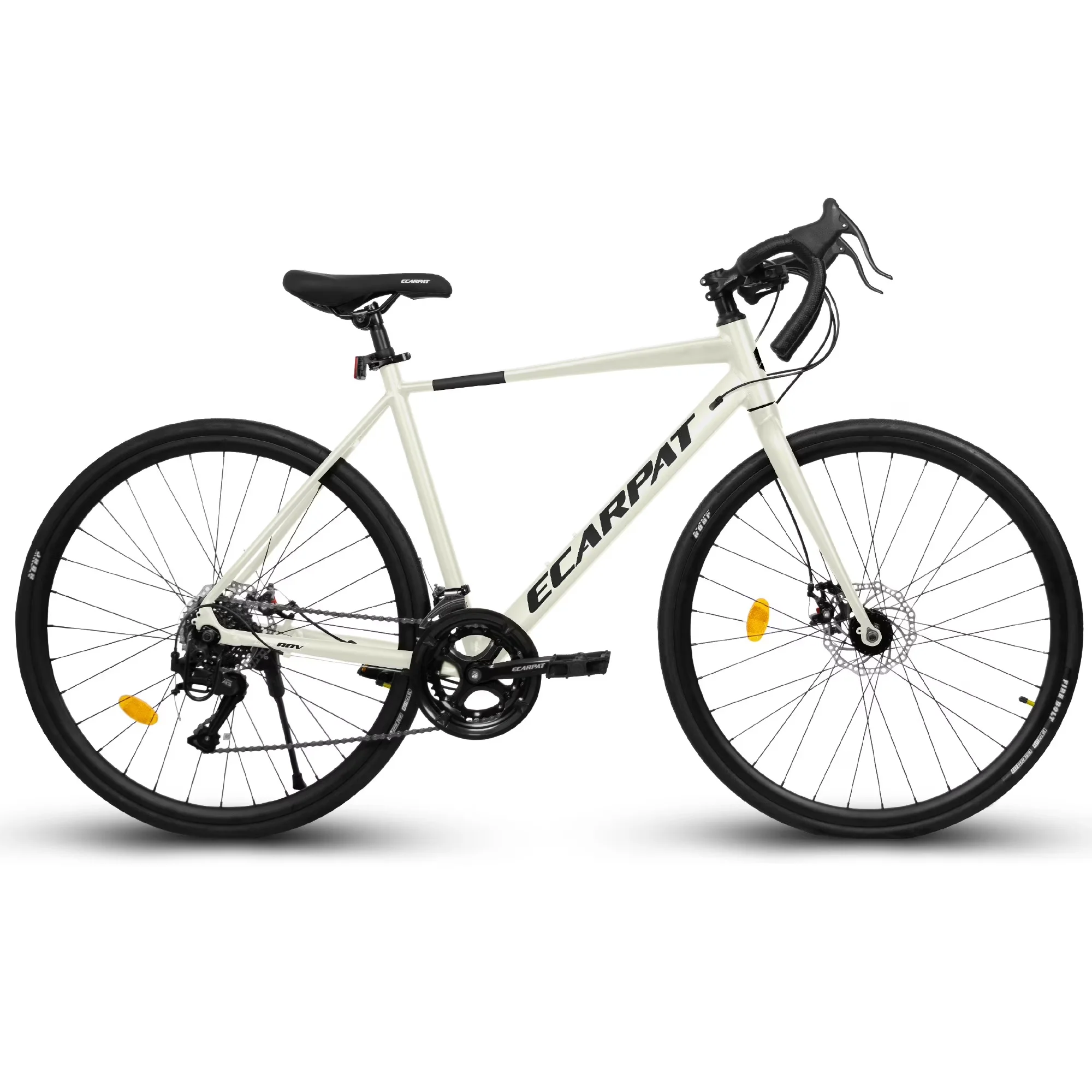 Road Bike Durable with Adjustable Seat, Disc Brakes, 700C Adult in White - White Model 88E30B