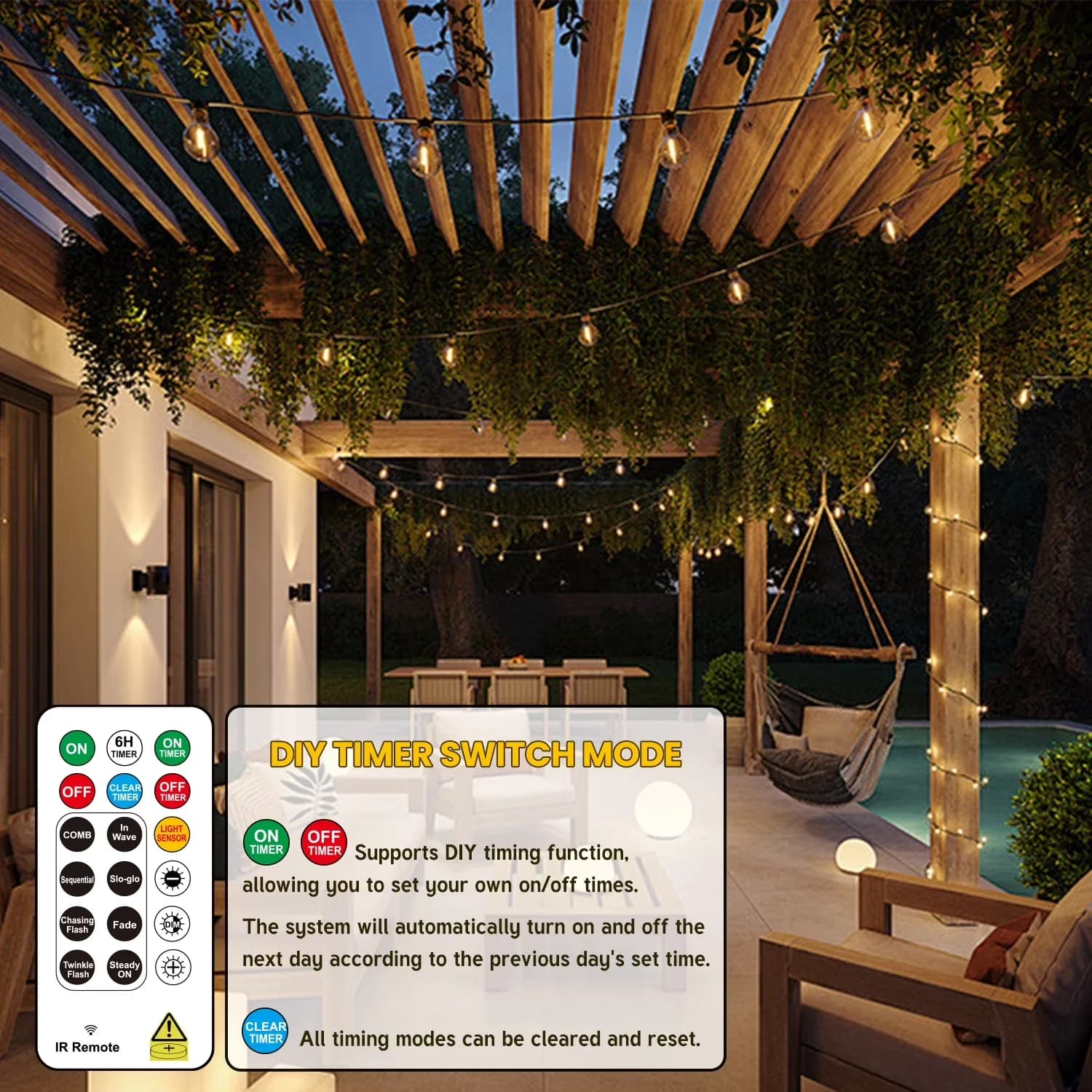 Essential Led Lighting with LED, Waterproof, 100+10FT Outdoor String Lights - Model 00D945