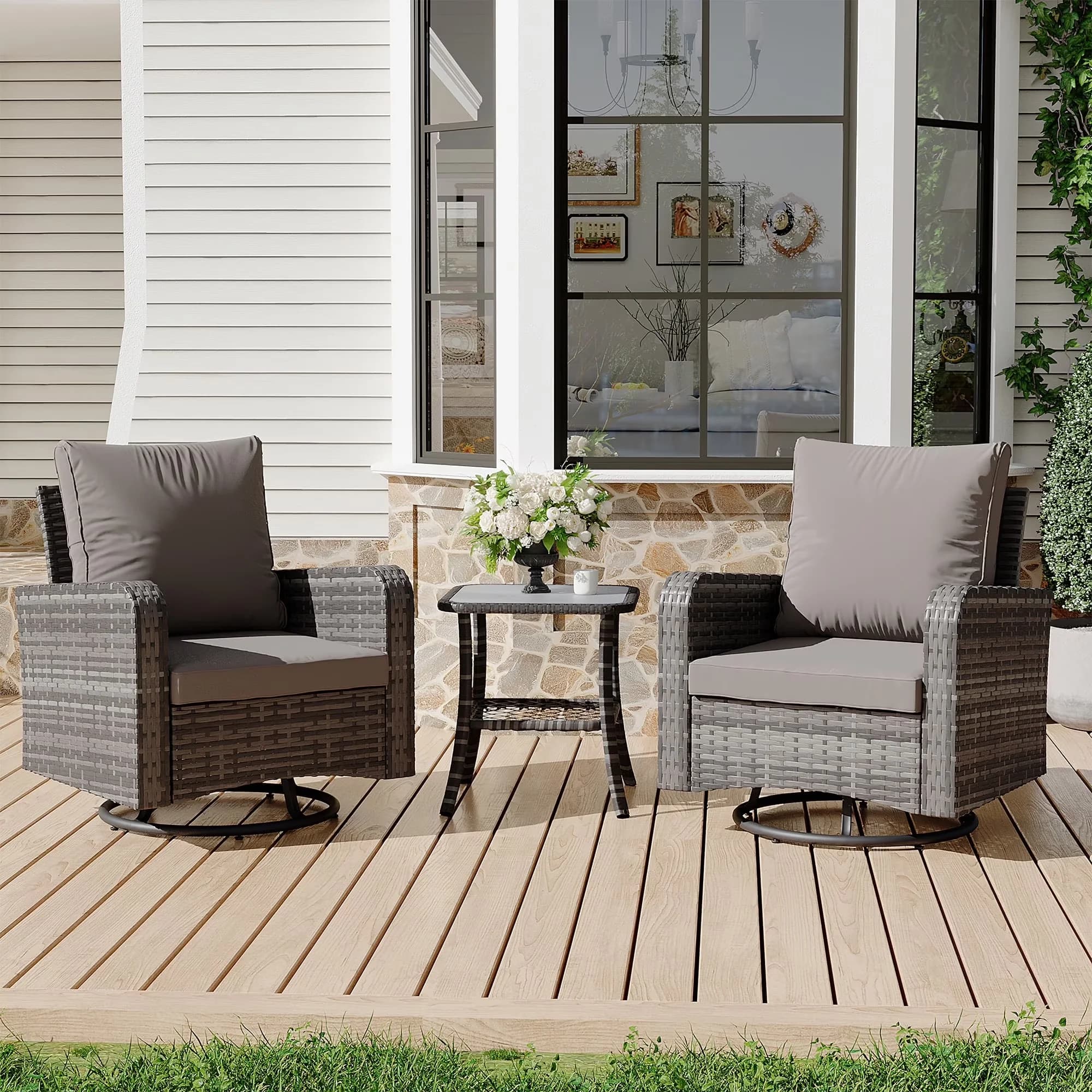 Professional Patio Conversation Set with Waterproof - Outdoor - Traditional Style Model 9D22AF