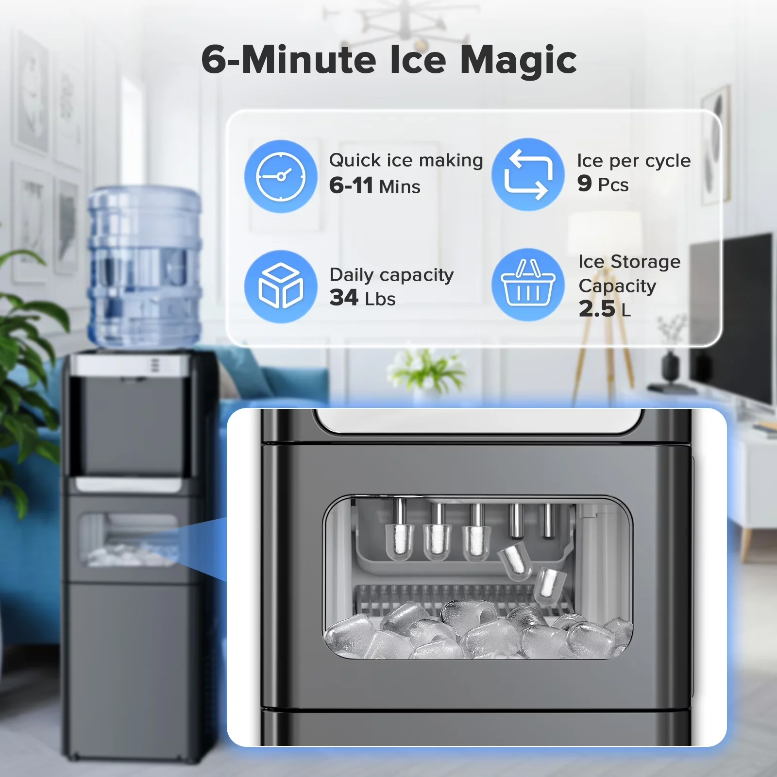 Versatile Water Filtration with Temperature Control, Child Safely Lock - Stainless Steel, Plastic Model B2DF65