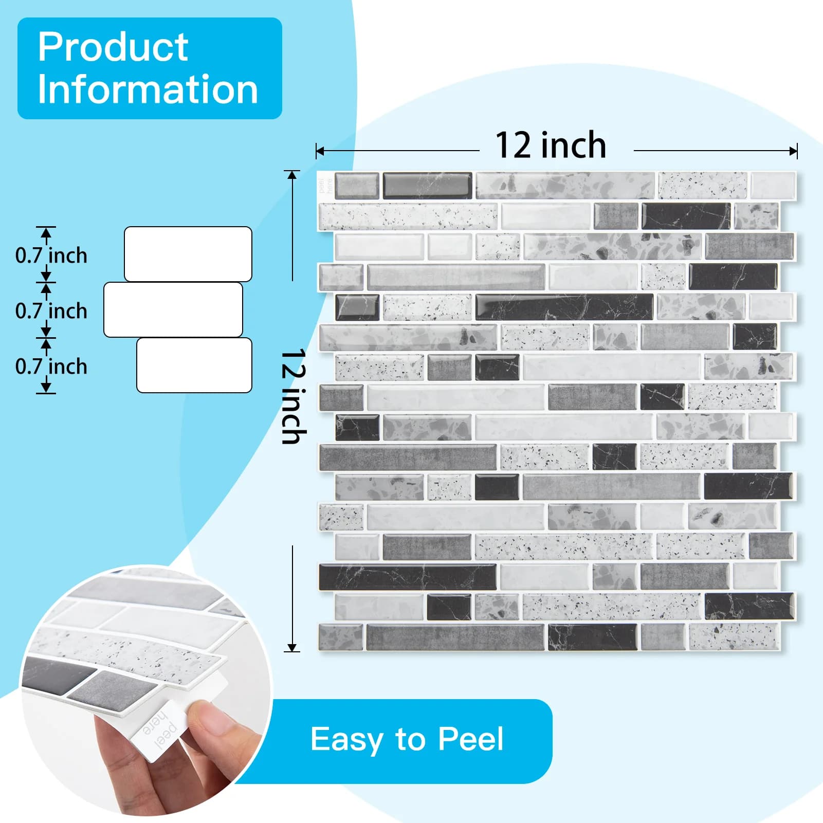 Stylish Kitchen Renovation with Easy Installation, 12''x12'' Self-Adhesive Wall Tiles - Pvc Gray Model 5E4F07
