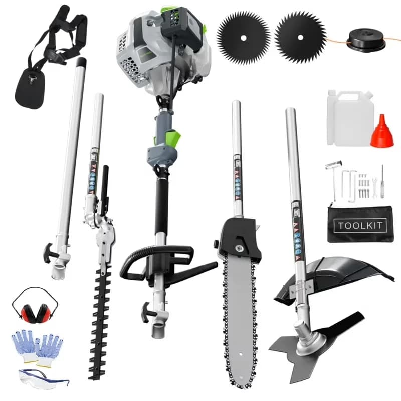 Efficient String Trimmer with Attachment Capable, 8.7 ft Long Reach Pole Saw - Green Model 136A99