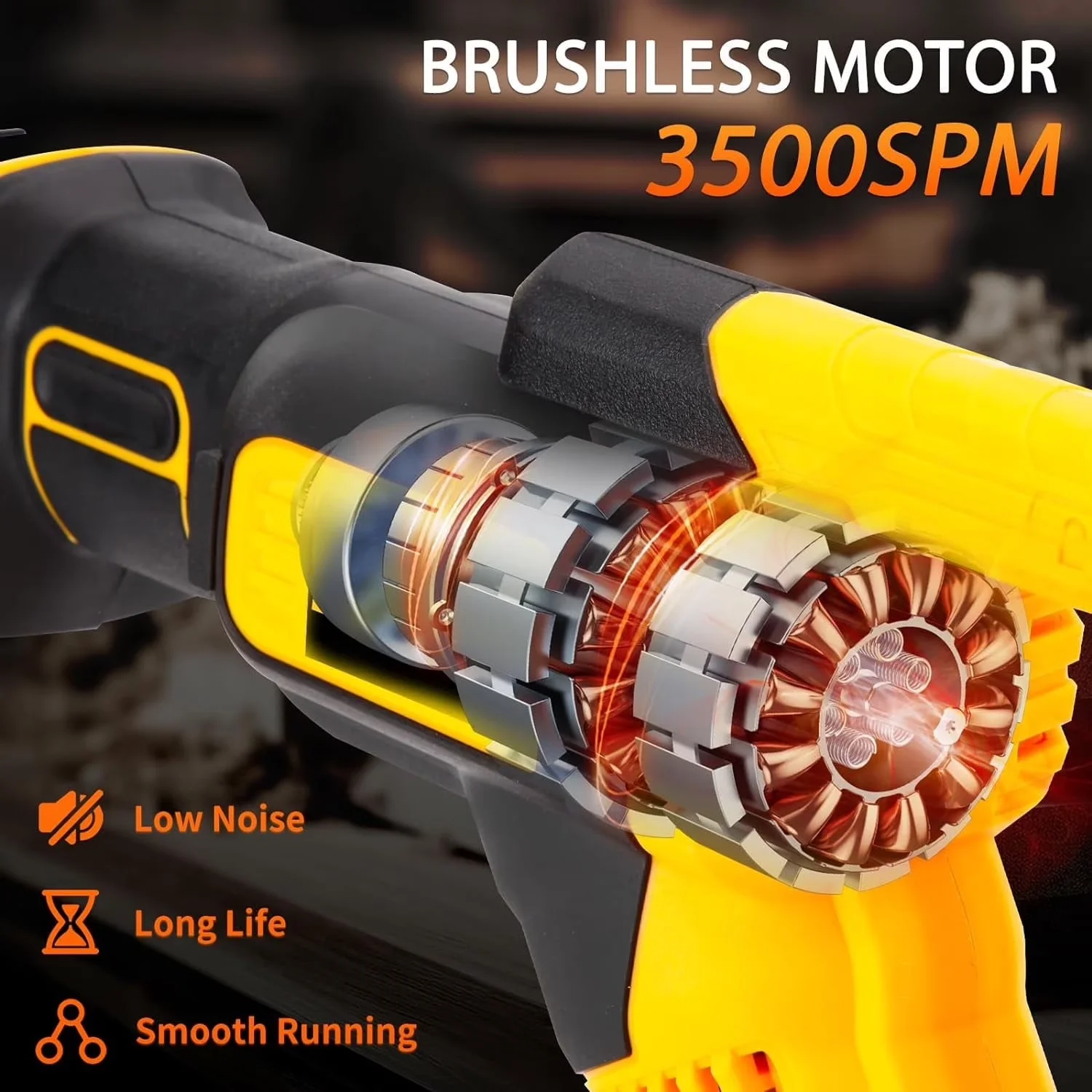 Compact Power Saw with Battery, LED, Brushless Reciprocating - 21V - Space-Saving Design Model 6D540F