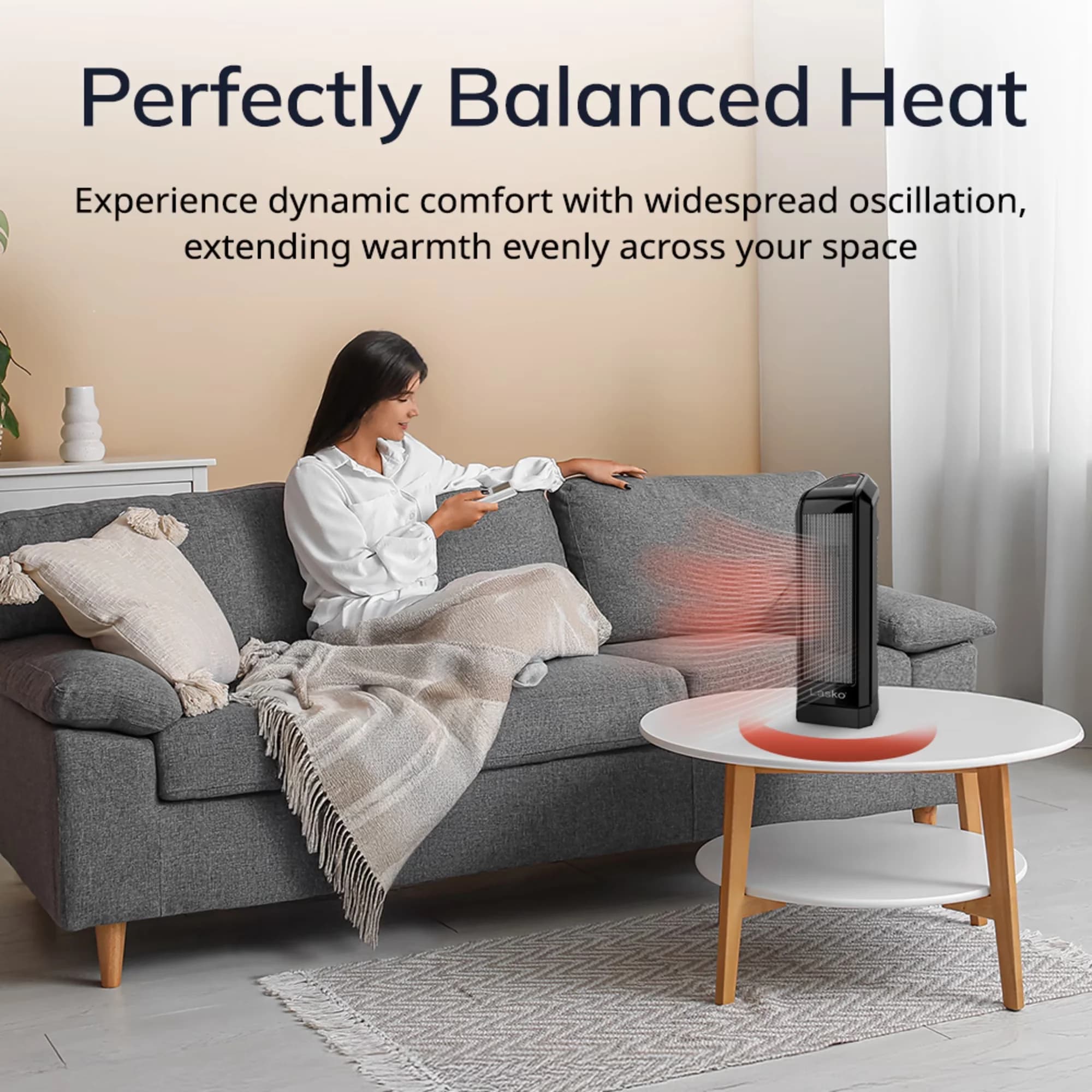 Portable And Electric Space Heater Durable with 1500W, Oscillating - Black Model EC6924