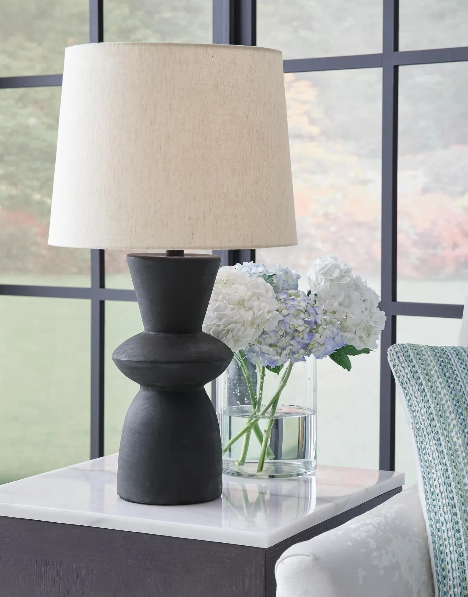 Sleek Table Lamp with Incandescent, Modern, Scarbot Modern Angular Lamps - Black Paper Composite Model A99C1C