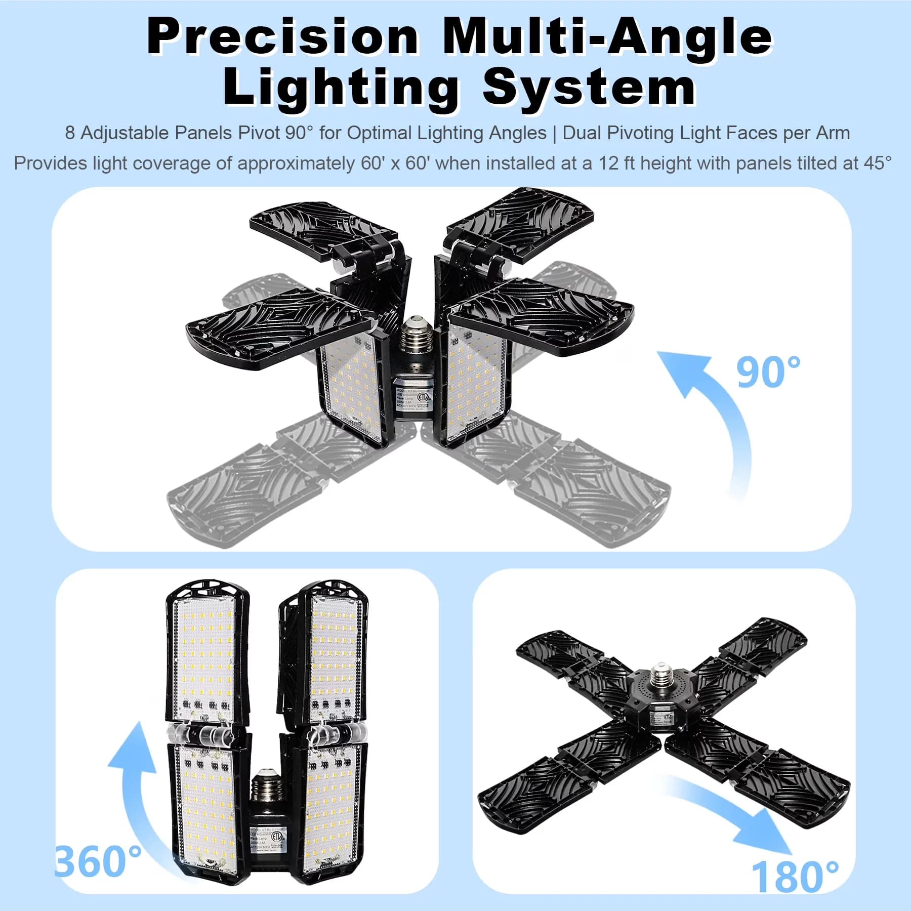 Reliable Ceiling Lights Fixture with LED, 200W, 5000K Daylight - White 19.57" Model F8BD9A