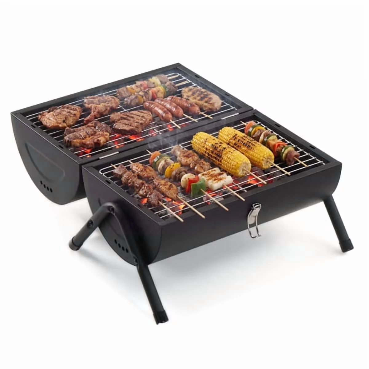 Charcoal Grill Innovative with Adjustable Air Vents, Ash Trays - Iron;Wood Handle;Oxford Cloth Model 552452