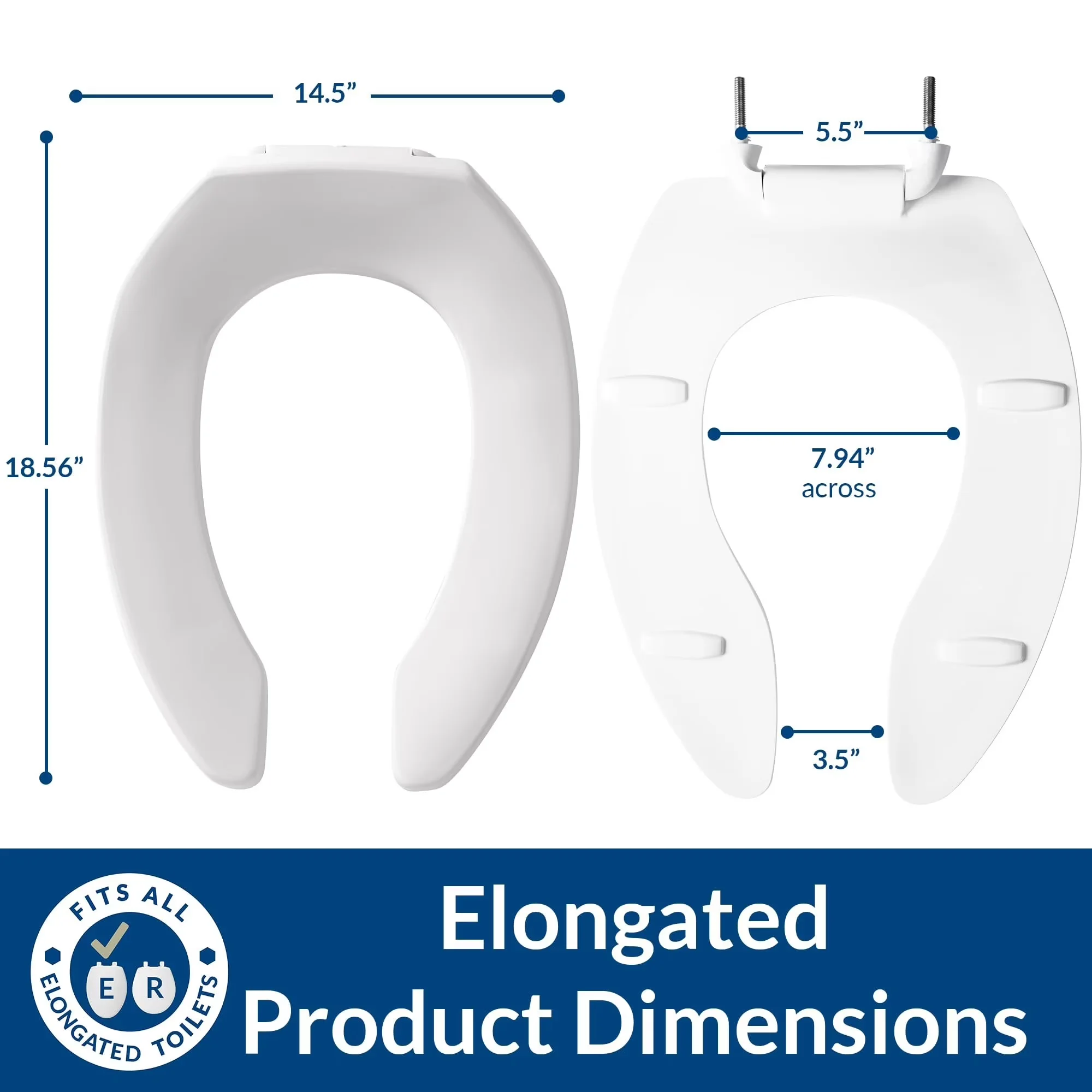 Toilet Seats And Lid Reliable with Commercial Plastic Elongated Seat, Fits all manufacturers' elongated bowls, Available in Various... Model 025B6F